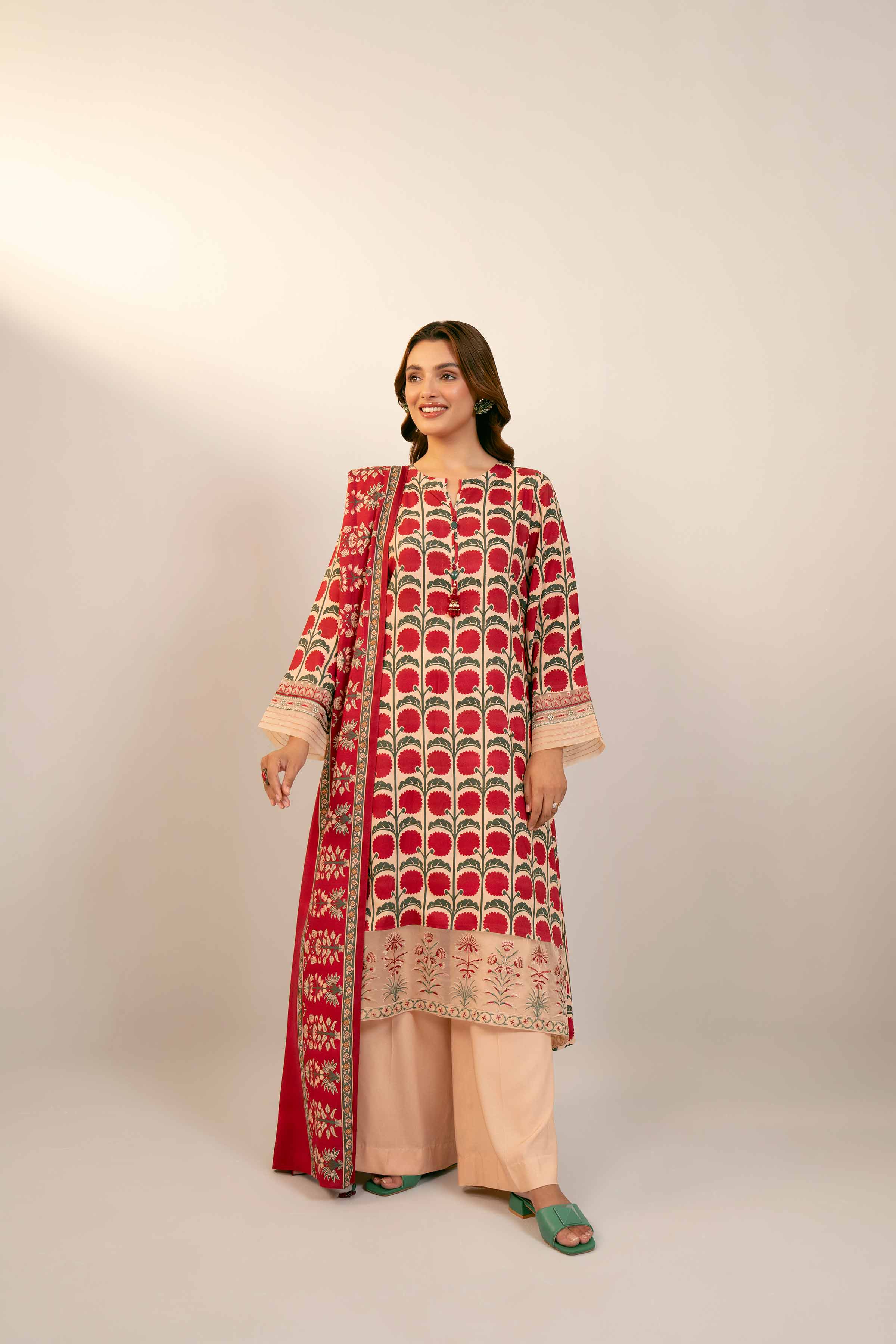 NishatUK - Pink Embroidered  Linen 3-piece unstitched Suit