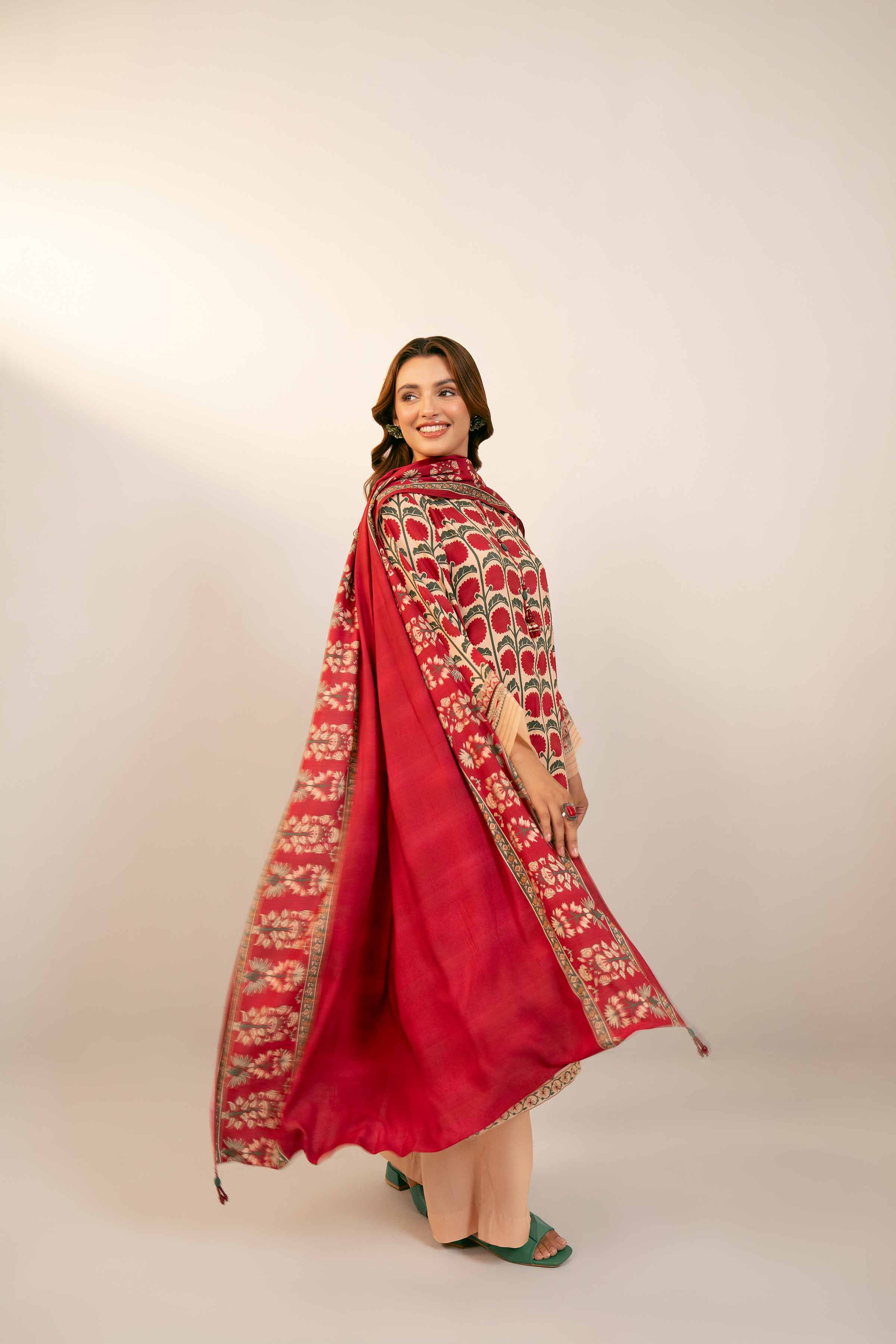 NishatUK - Pink Embroidered  Linen 3-piece unstitched Suit