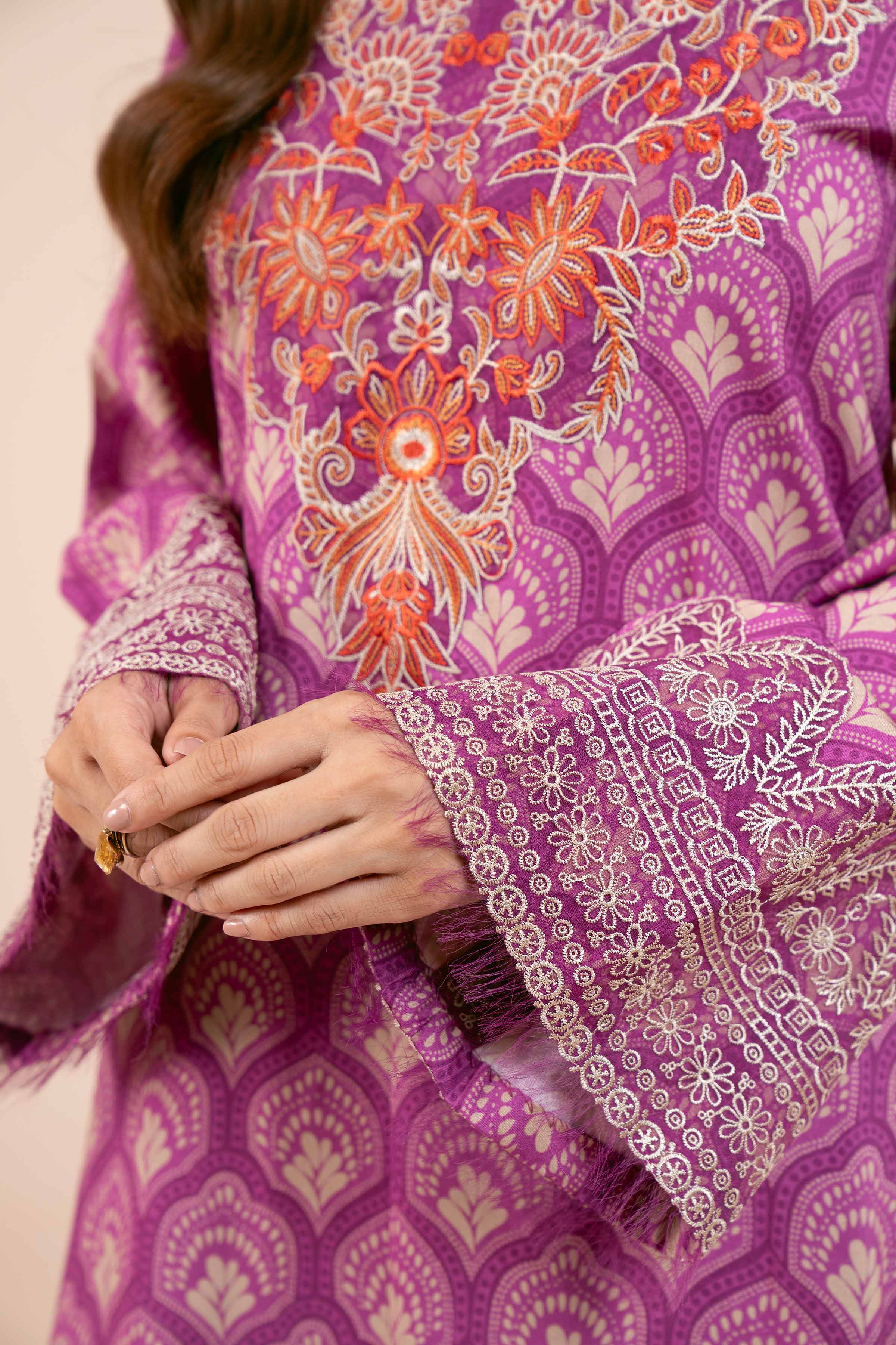 NishatUK - Purple Embroidered  Linen 3-piece unstitched Suit