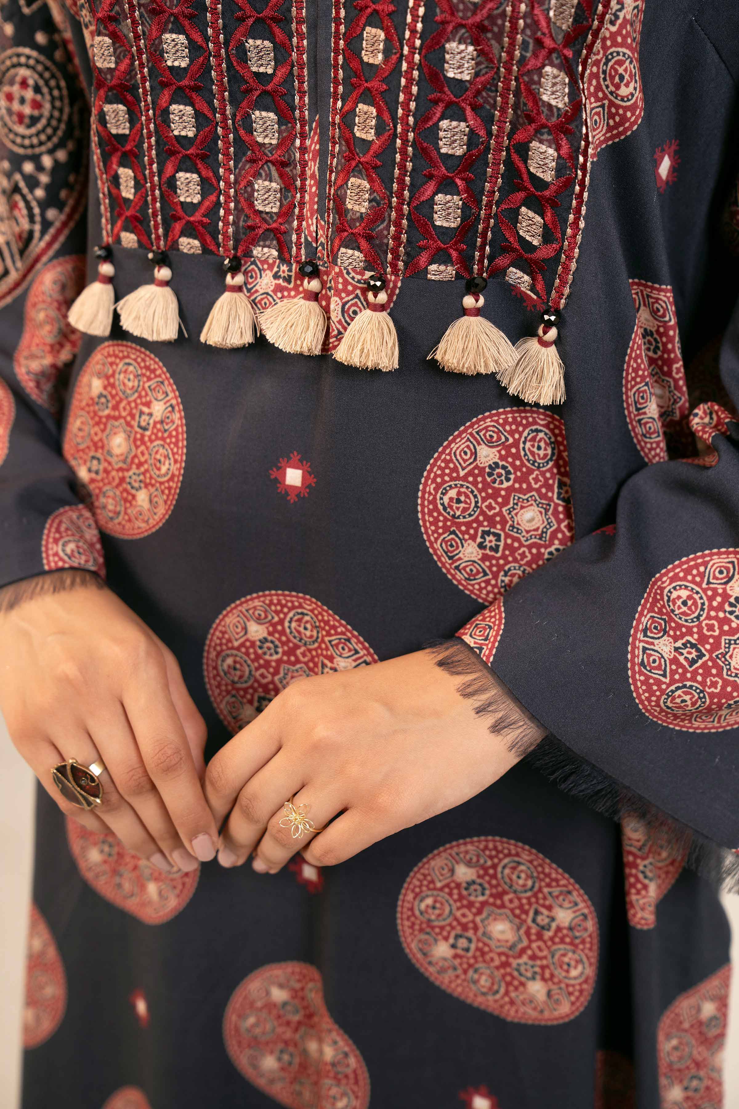 NishatUK - Black Embroidered  Linen 3-piece unstitched Suit