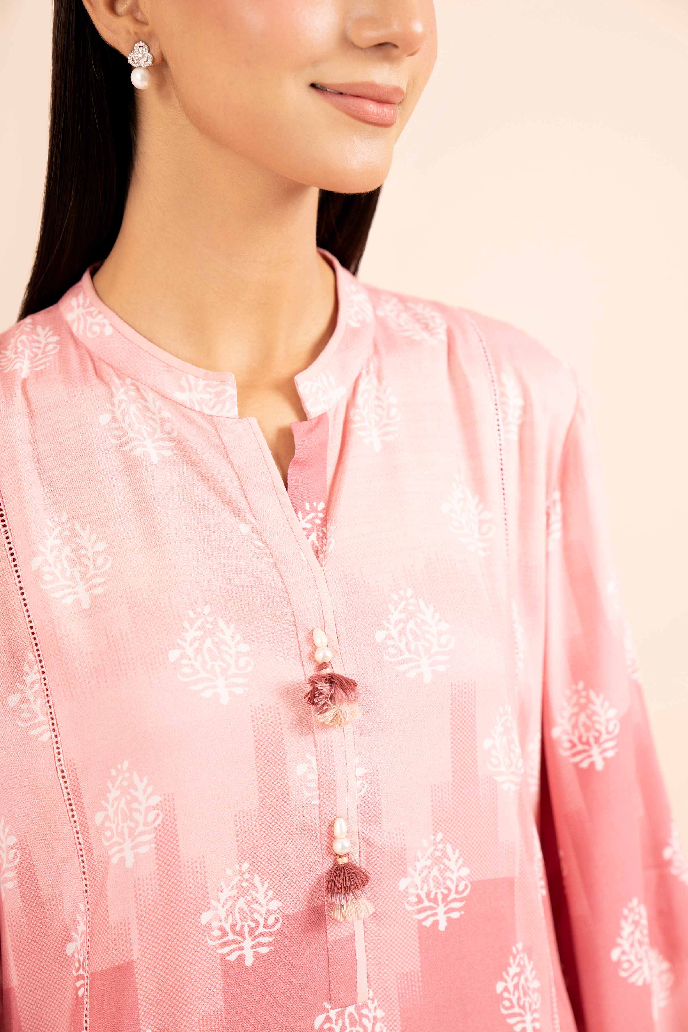 NishatUK - Tea Pink Printed Linen 3-piece unstitched Suit