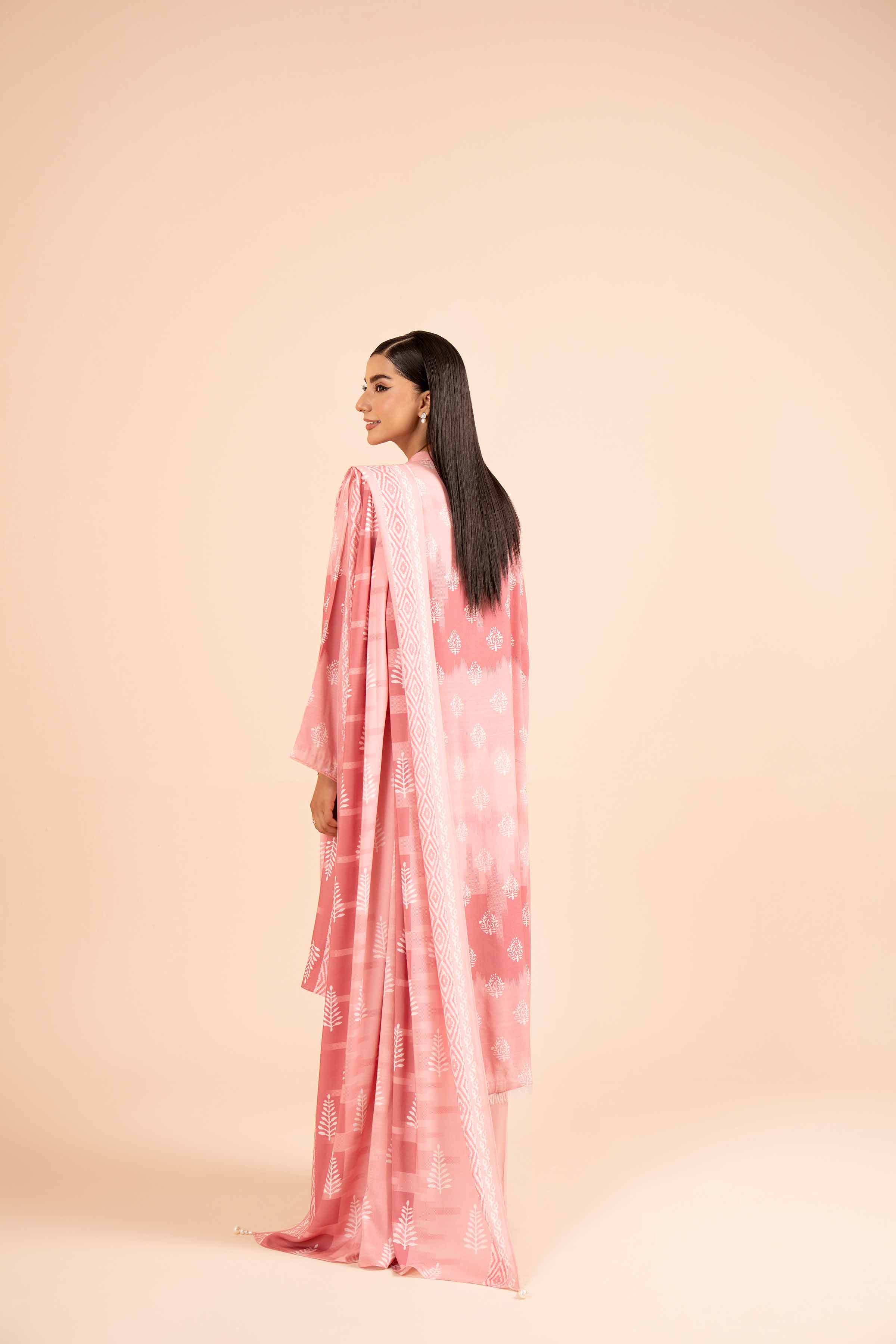 NishatUK - Tea Pink Printed Linen 3-piece unstitched Suit