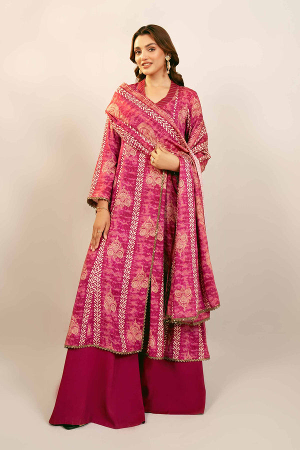 3 Piece Printed Unstitched Any Day Suit Pink