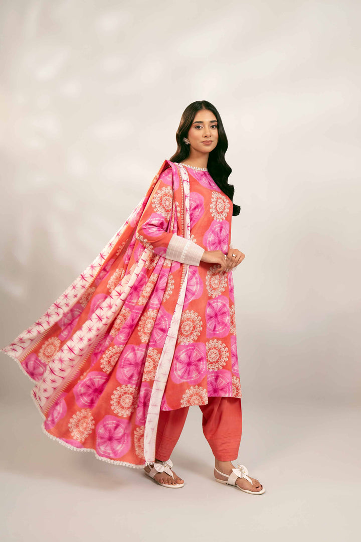 3 Piece Printed Unstitched Any Day Suit Pink