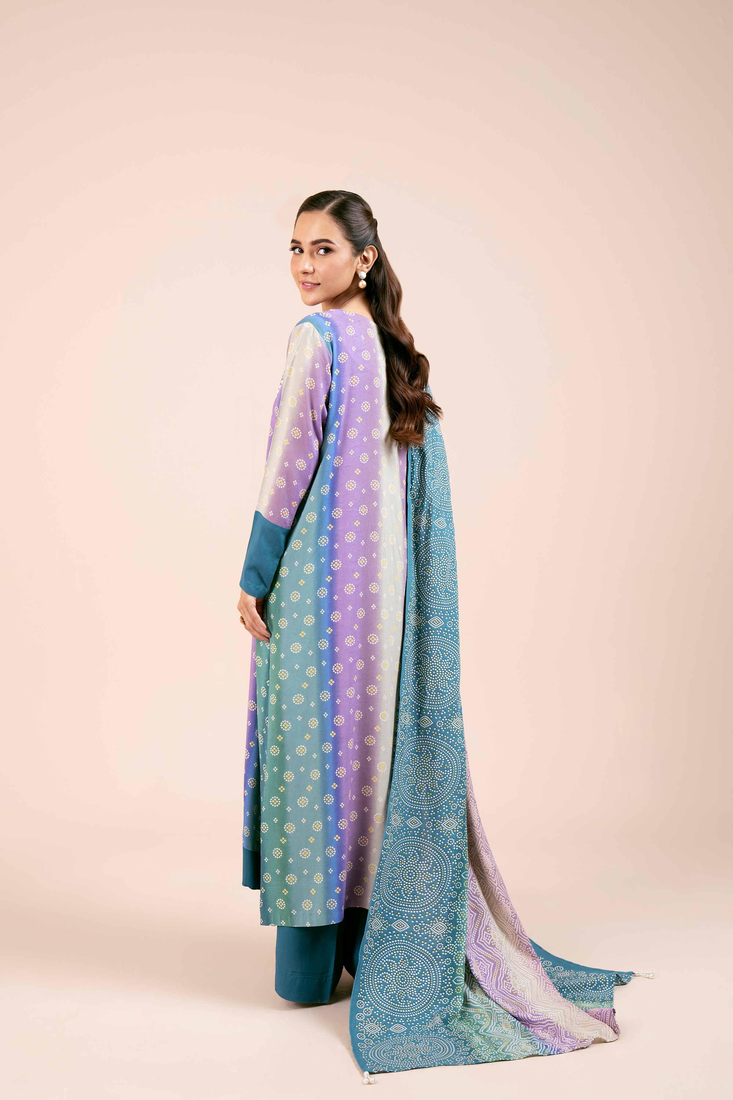NishatUK - Multi Printed Linen 3-piece unstitched Suit
