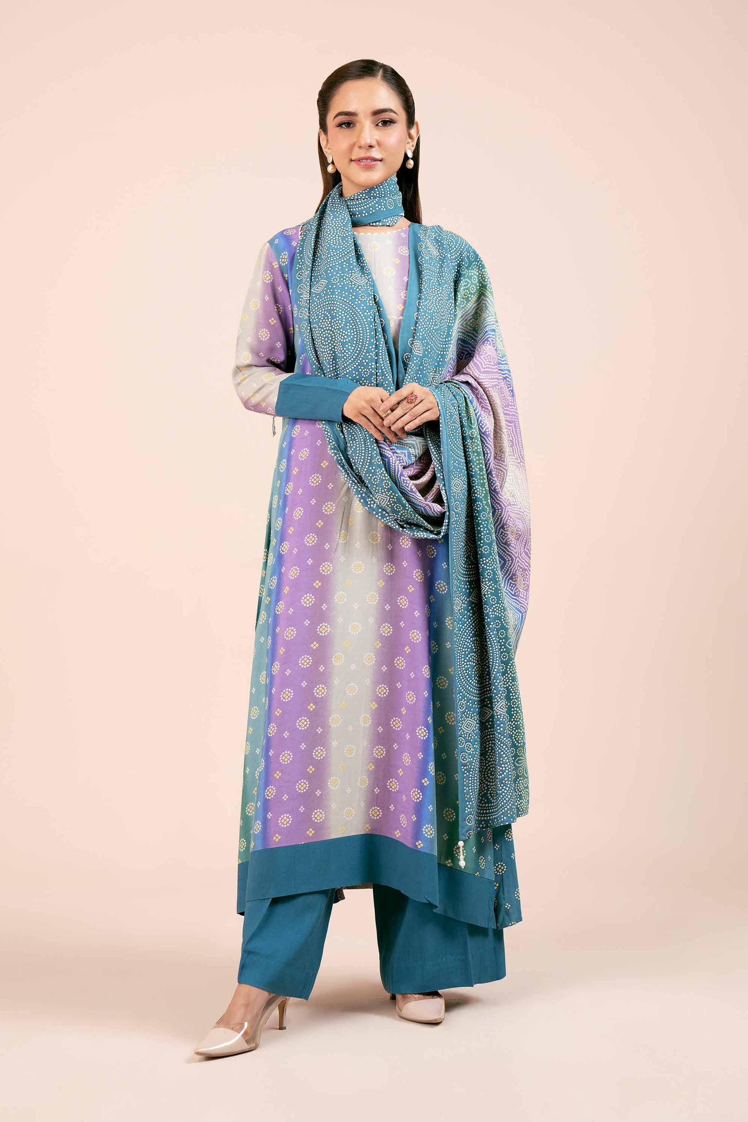 NishatUK - Multi Printed Linen 3-piece unstitched Suit