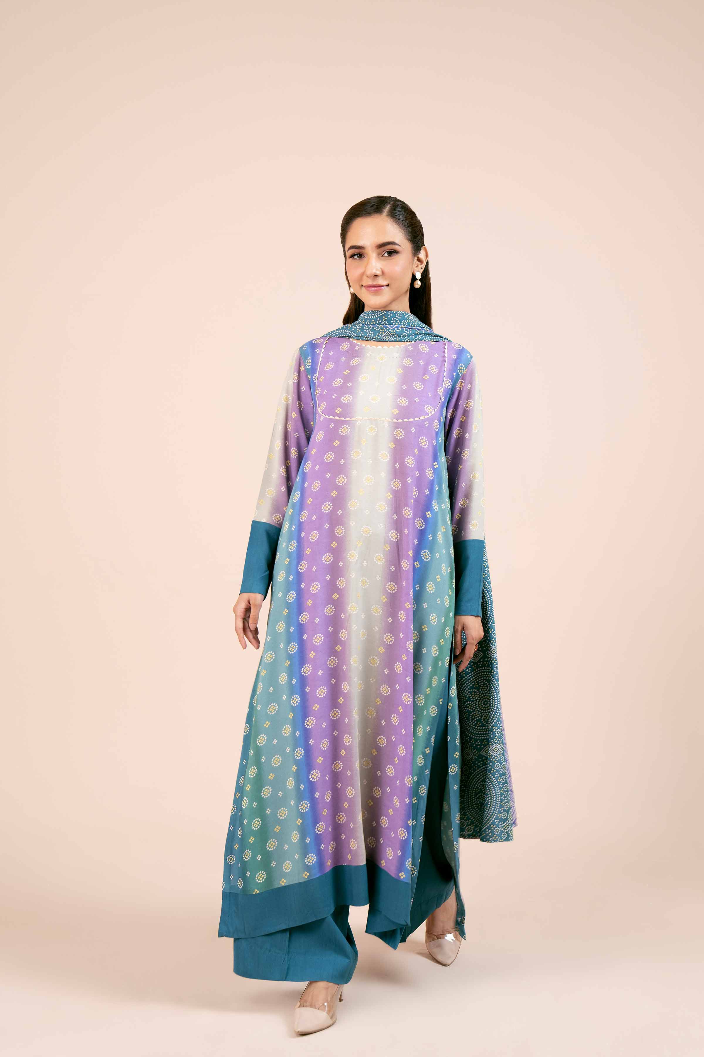 NishatUK - Multi Printed Linen 3-piece unstitched Suit