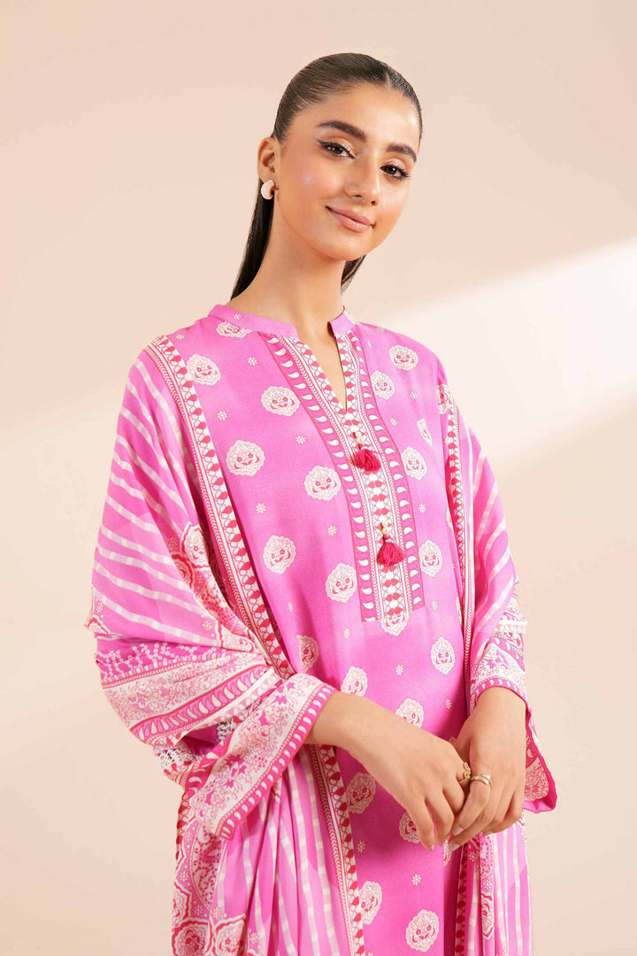 3 Piece Printed Unstitched Any Day Suit Pink