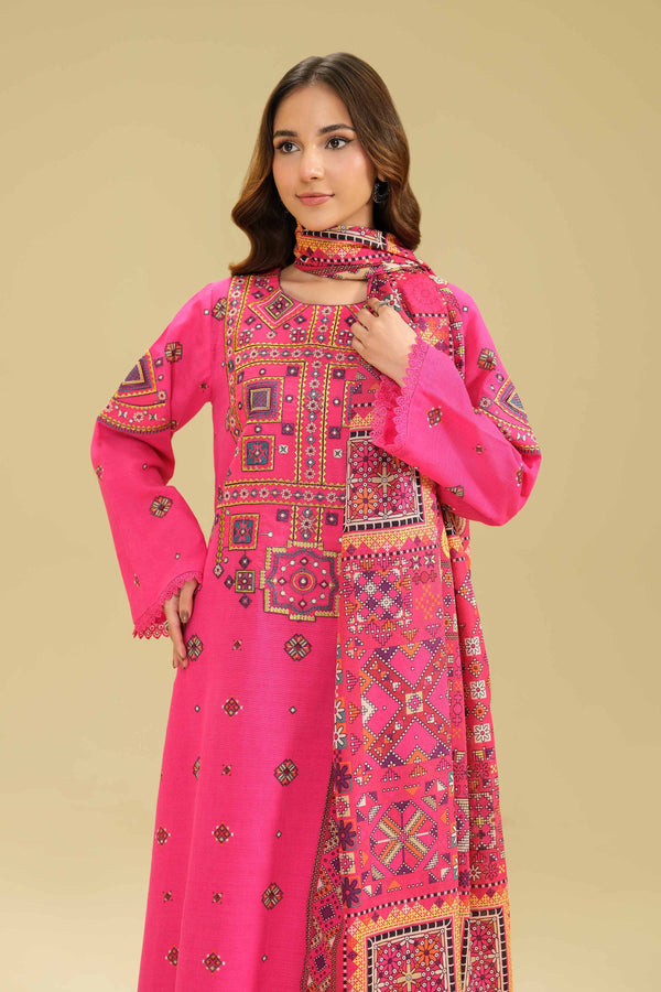 3 Piece - Printed Embroidered Suit - 42404117