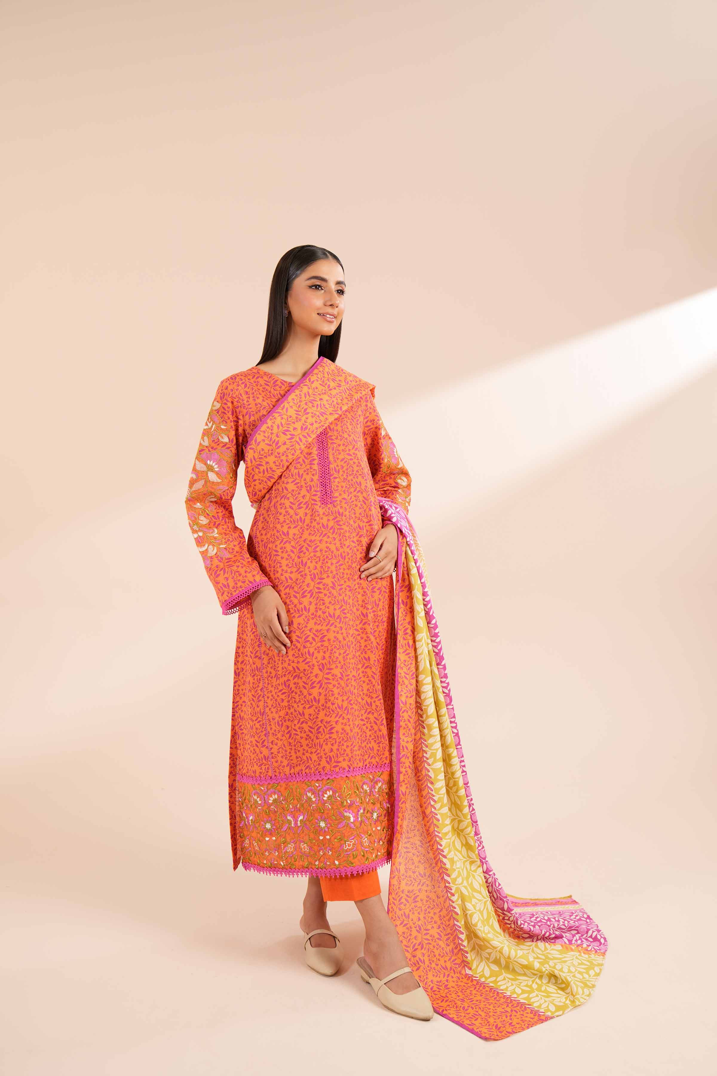 NishatUK - Green Embroidered  Khaddar 3-piece unstitched Suit