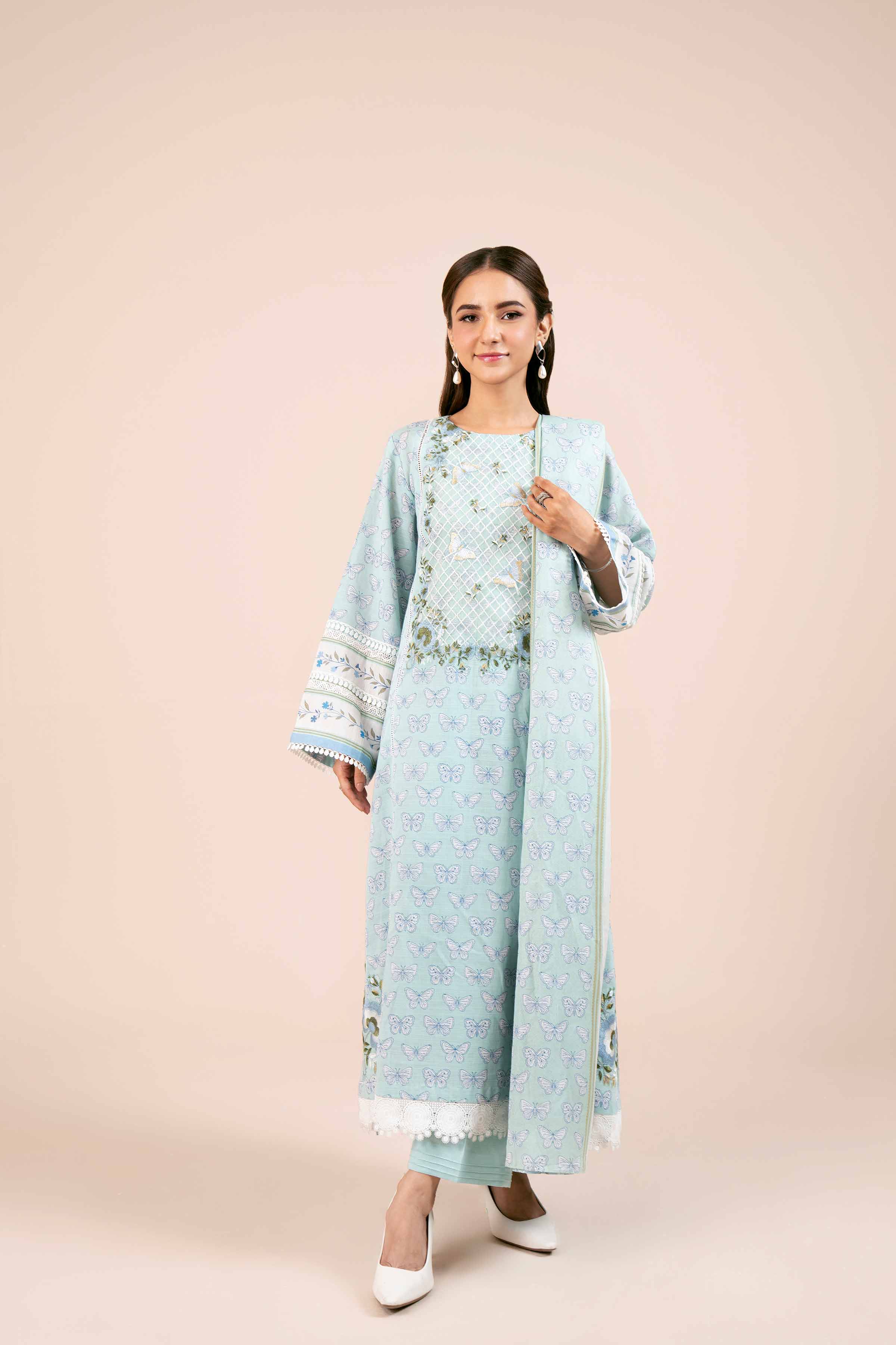 NishatUK - Mint Embroidered  Khaddar 3-piece unstitched Suit
