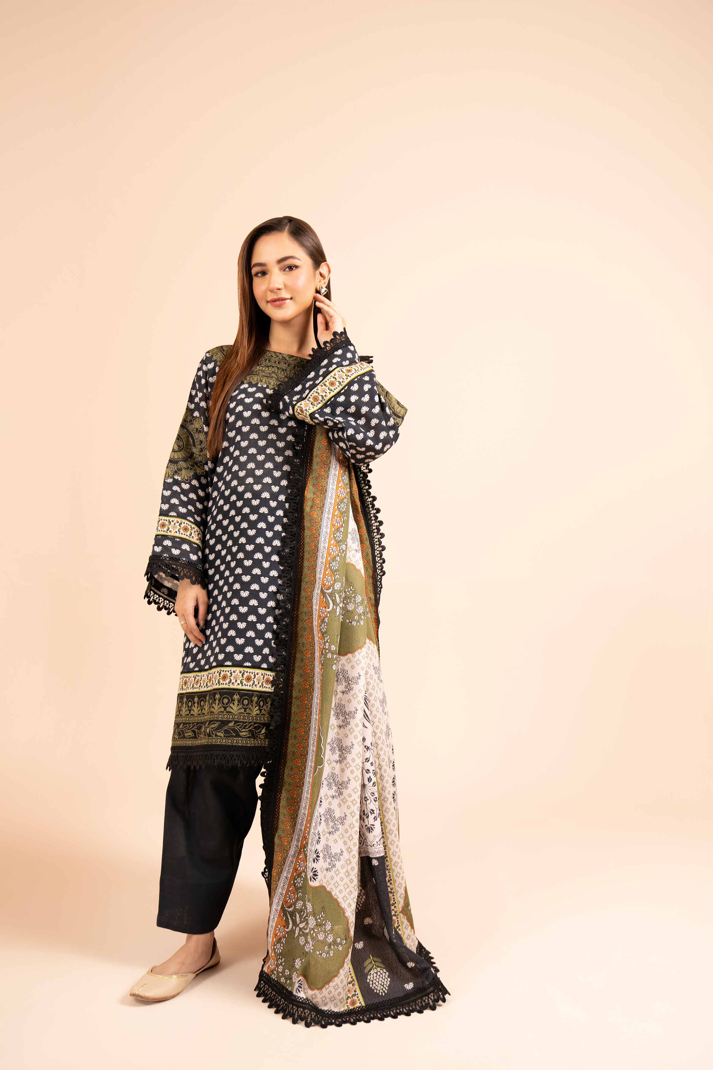 NishatUK - Green Embroidered  Khaddar 3-piece unstitched Suit