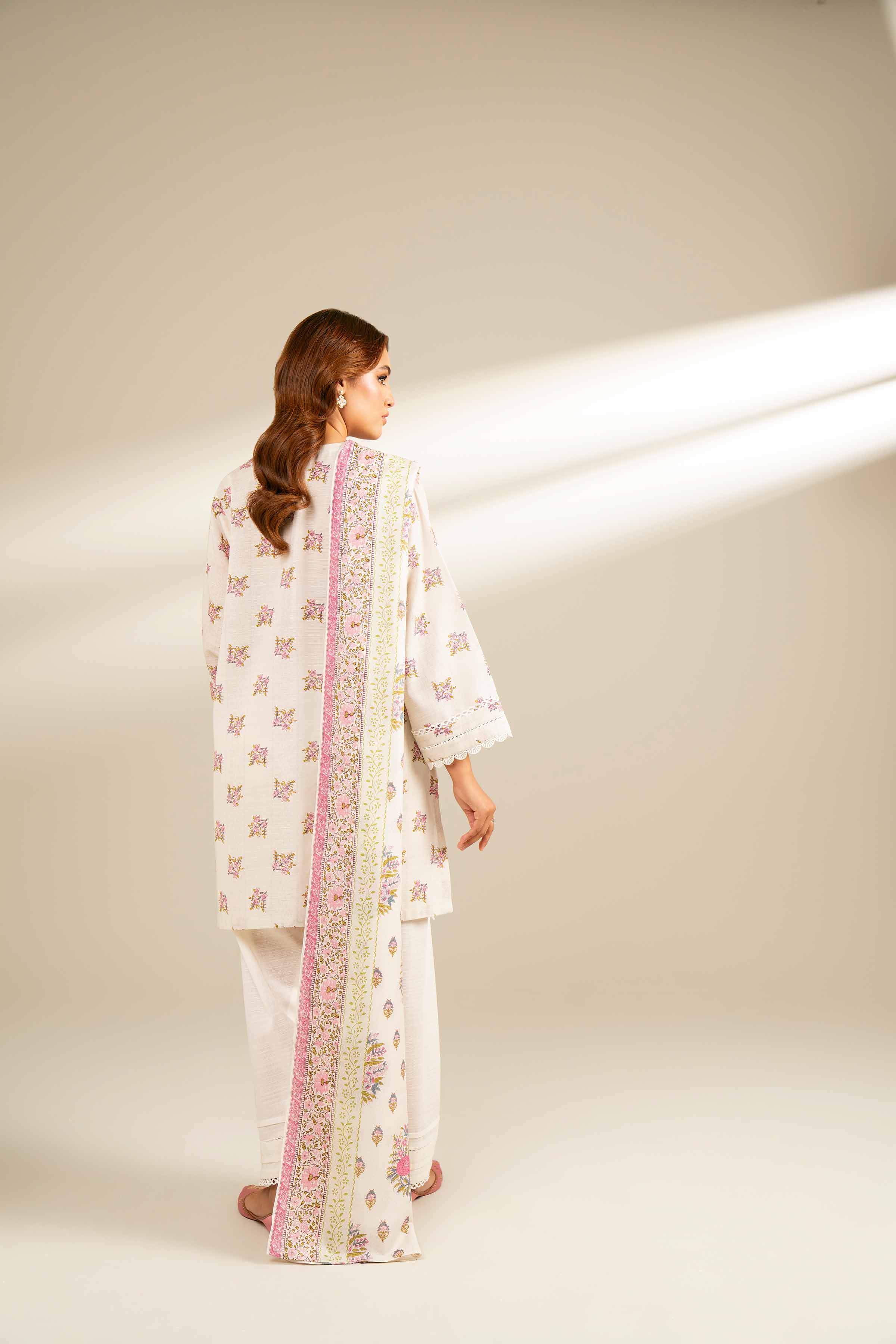 NishatUK - Off White Printed Khaddar 3-piece unstitched Suit