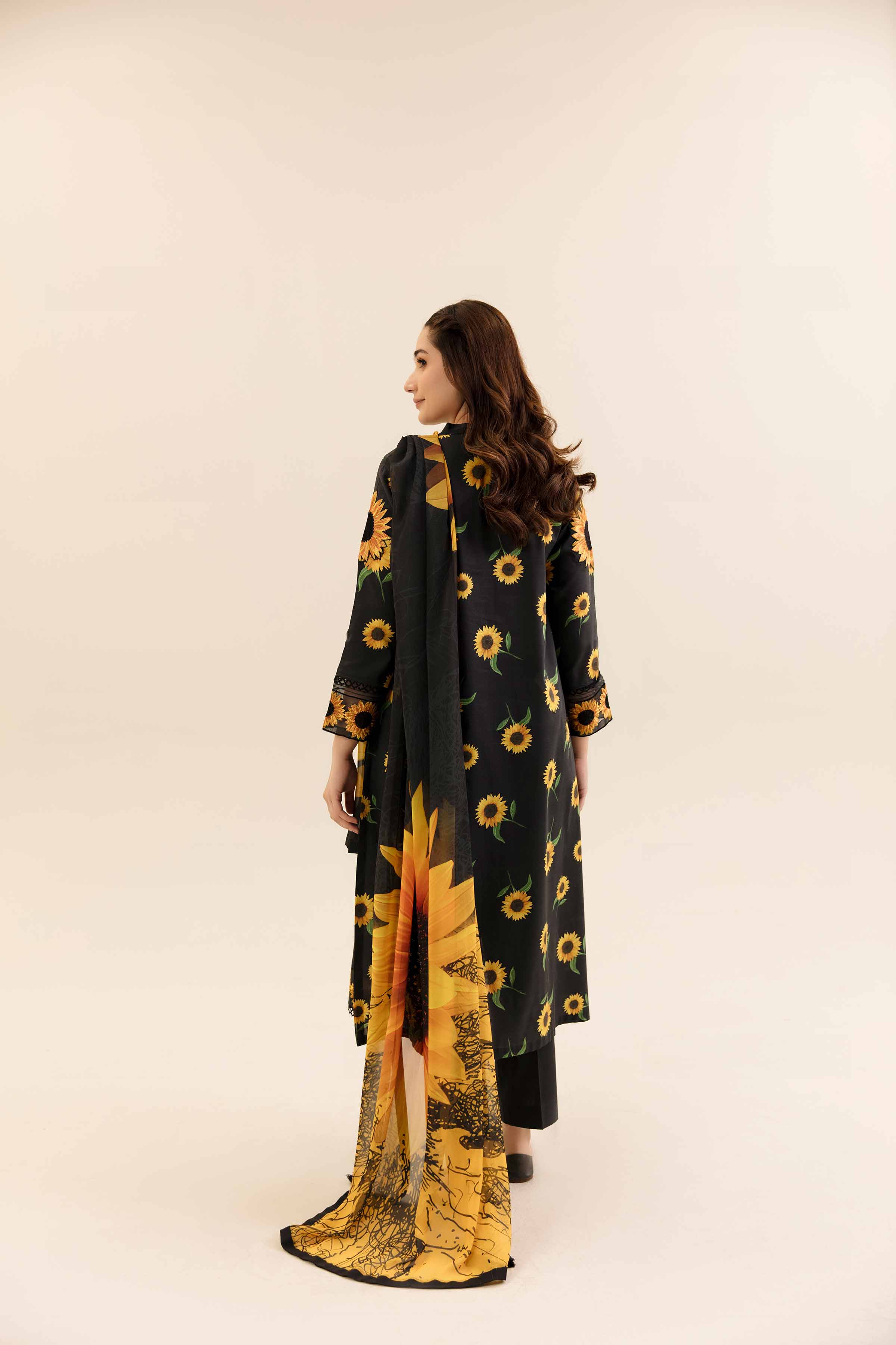 NishatUK - Black Embroidered  Cotton 3-piece unstitched Suit