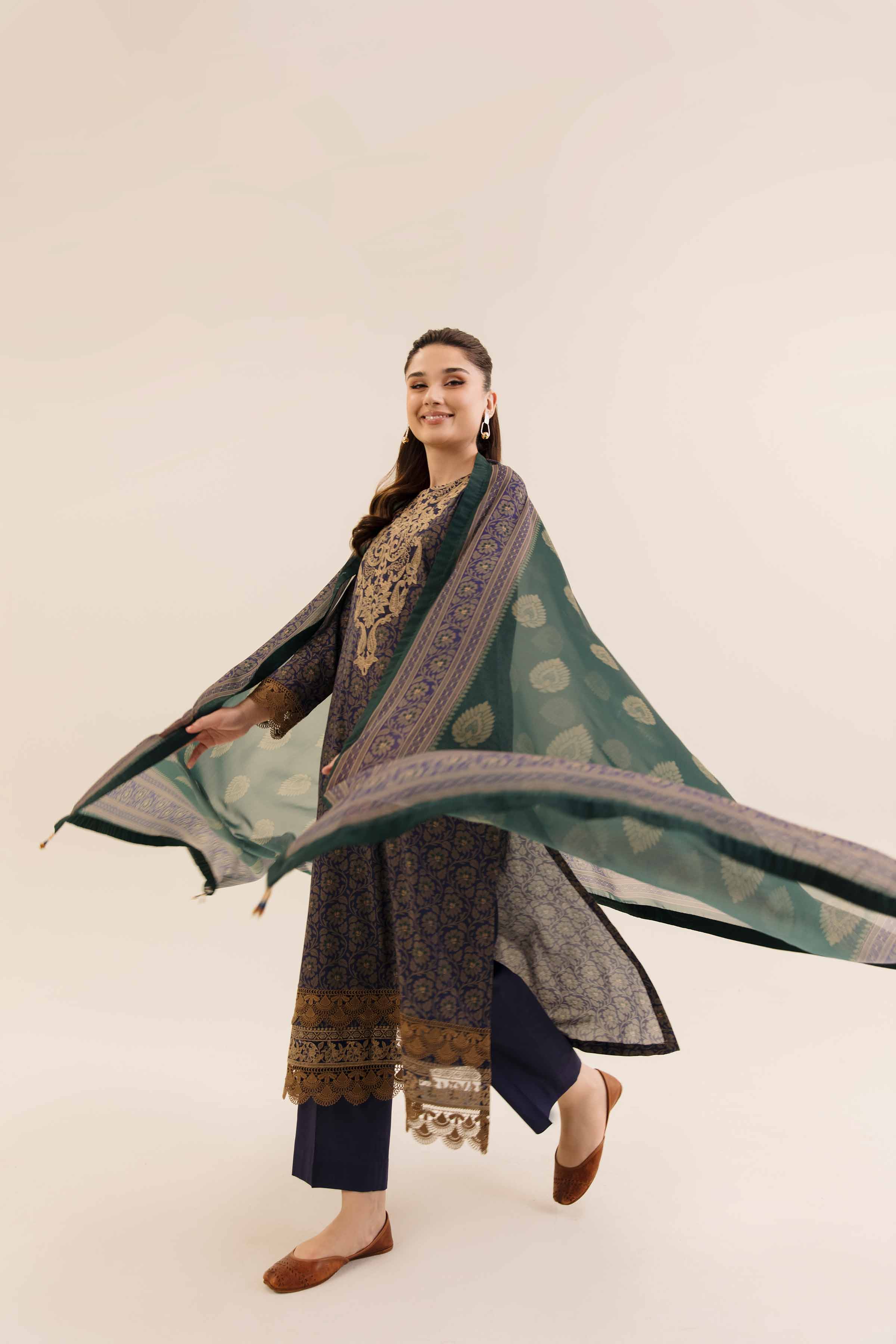 NishatUK - Purple Embroidered  Cotton 3-piece unstitched Suit