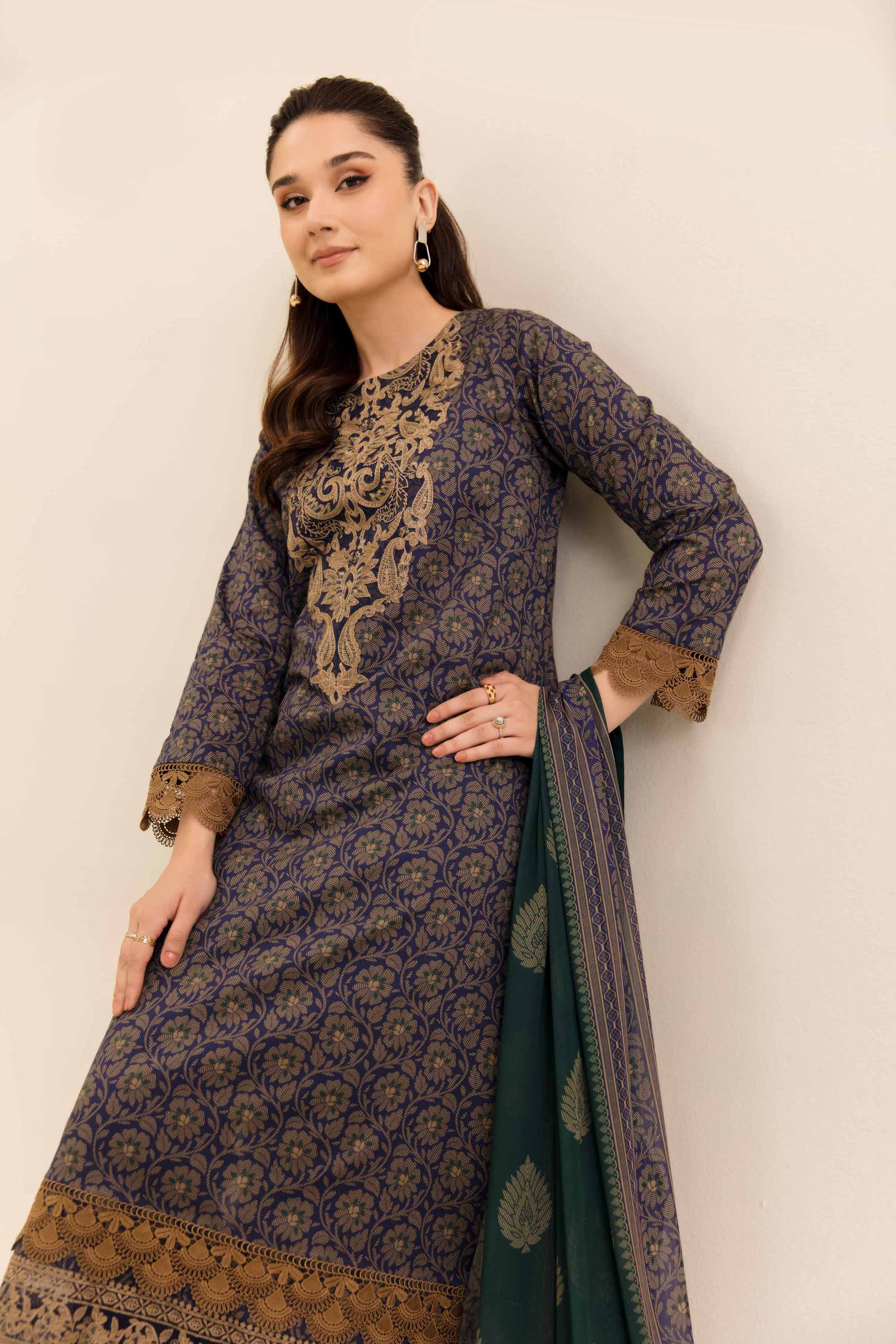 NishatUK - Purple Embroidered  Cotton 3-piece unstitched Suit