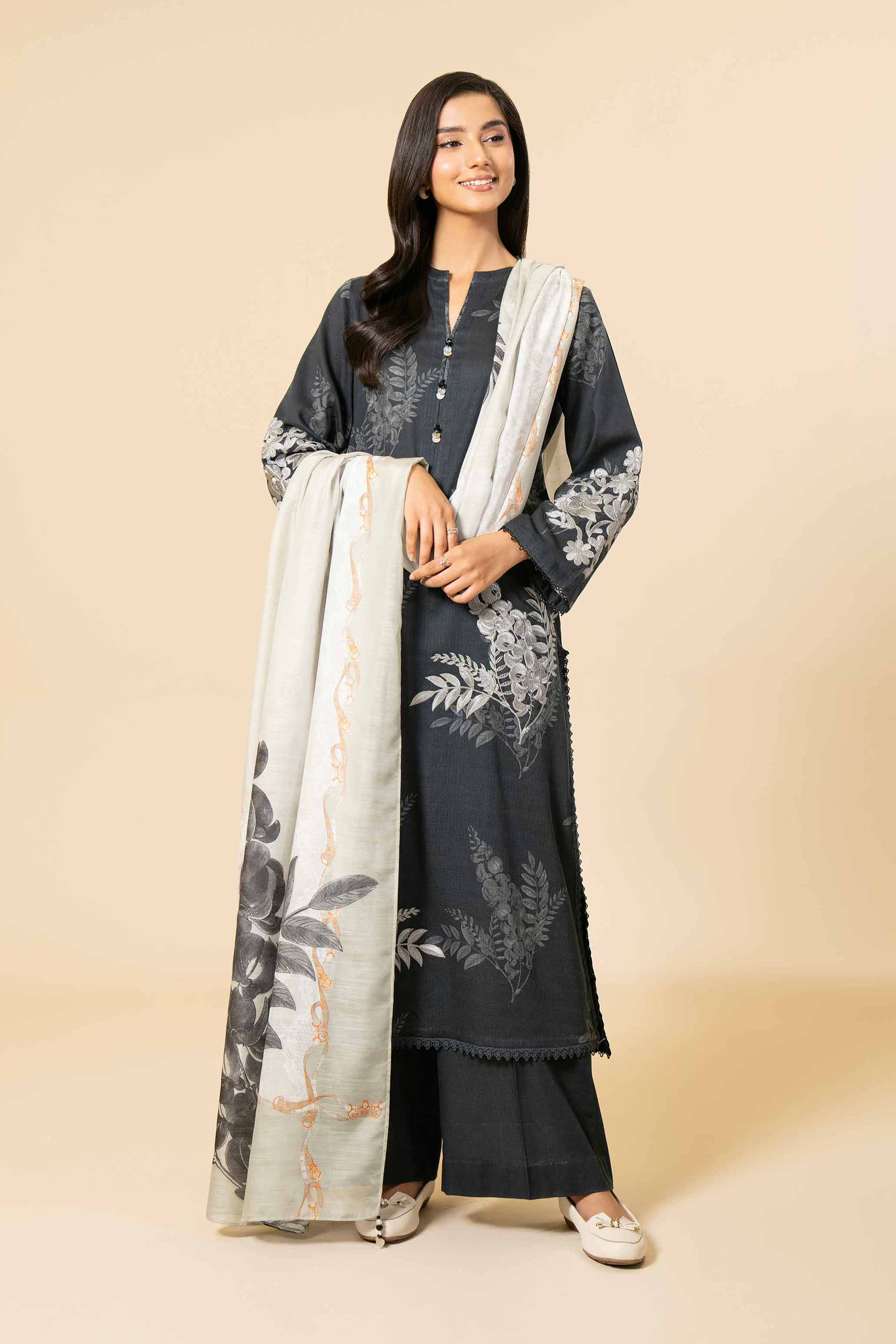 NishatUK - Green Embroidered  Cotton 3-piece unstitched Suit
