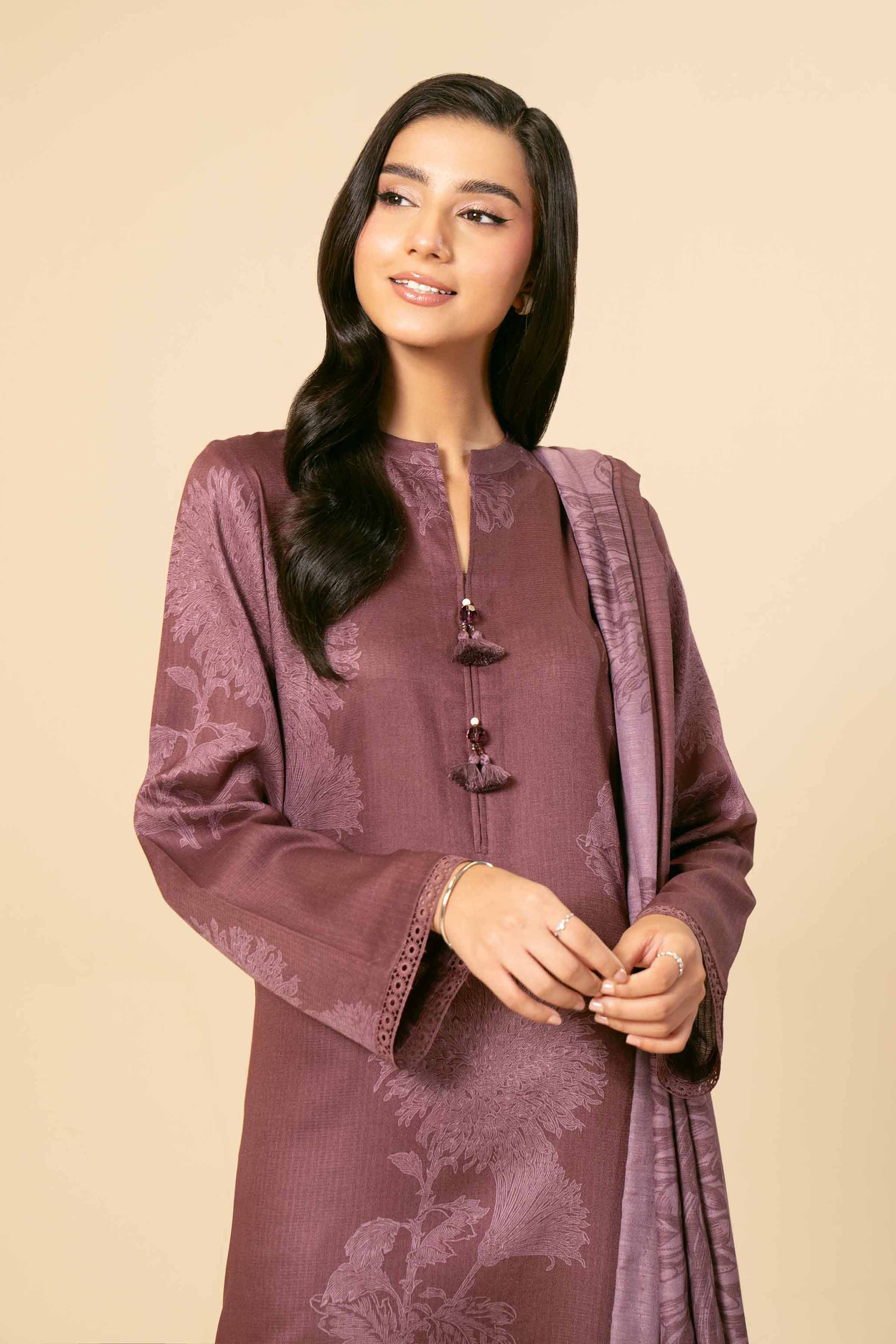 NishatUK - Purple Embroidered  Cotton 3-piece unstitched Suit