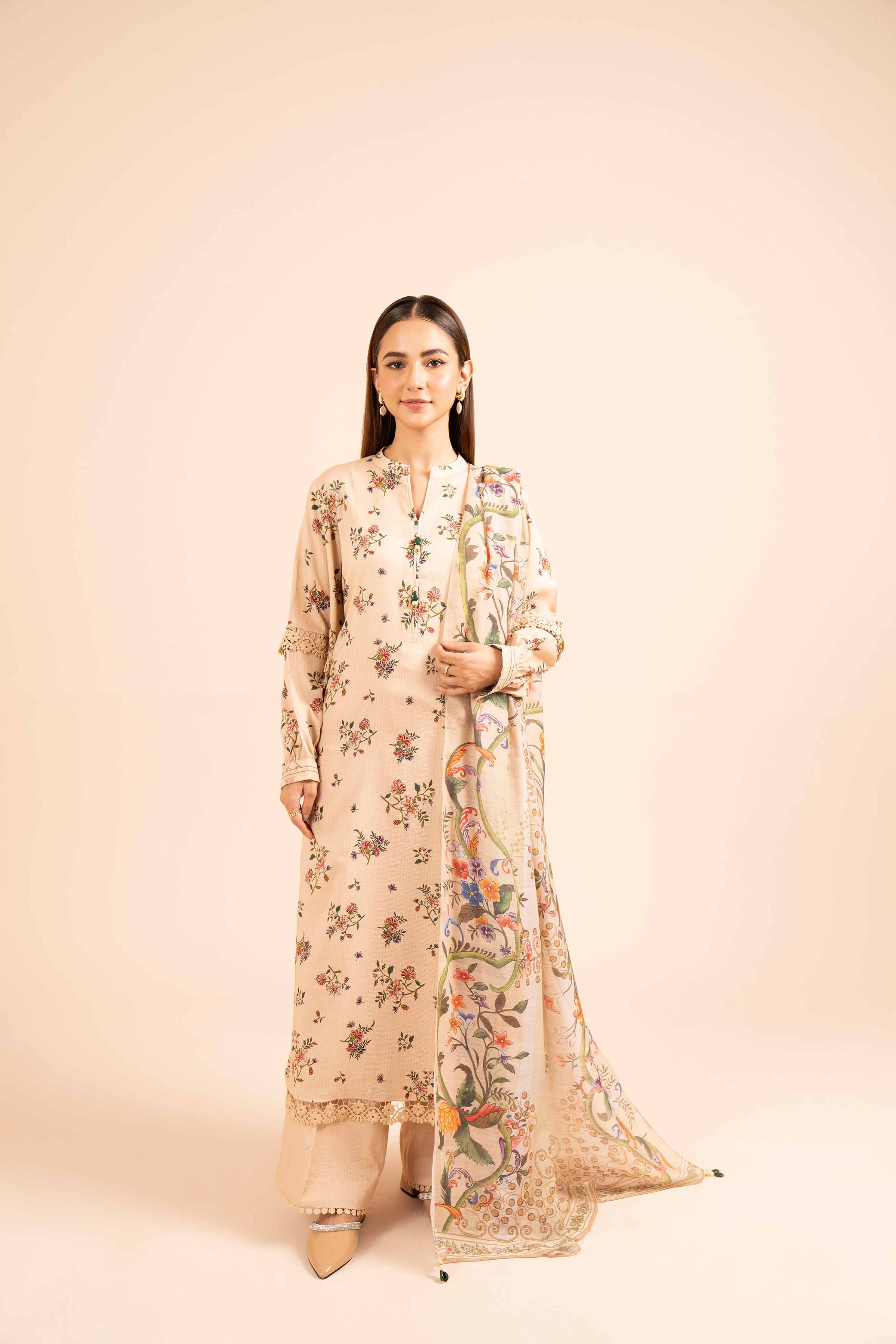 NishatUK - Skin Printed Cotton 3-piece unstitched Suit
