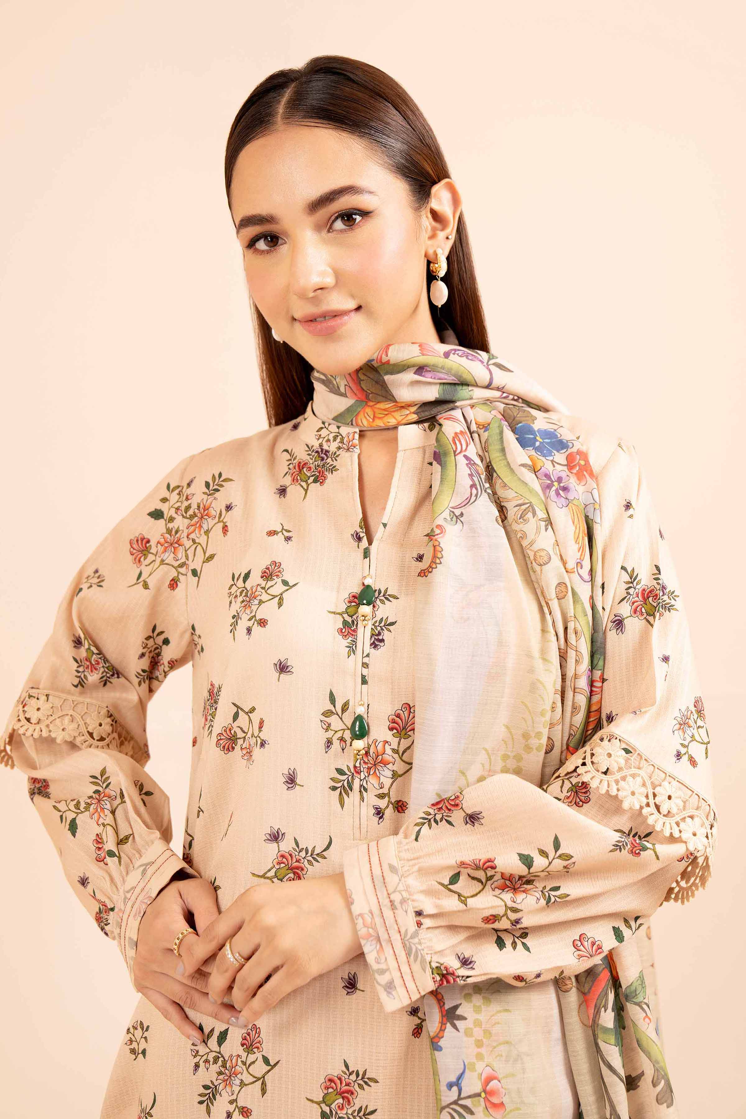 NishatUK - Skin Printed Cotton 3-piece unstitched Suit