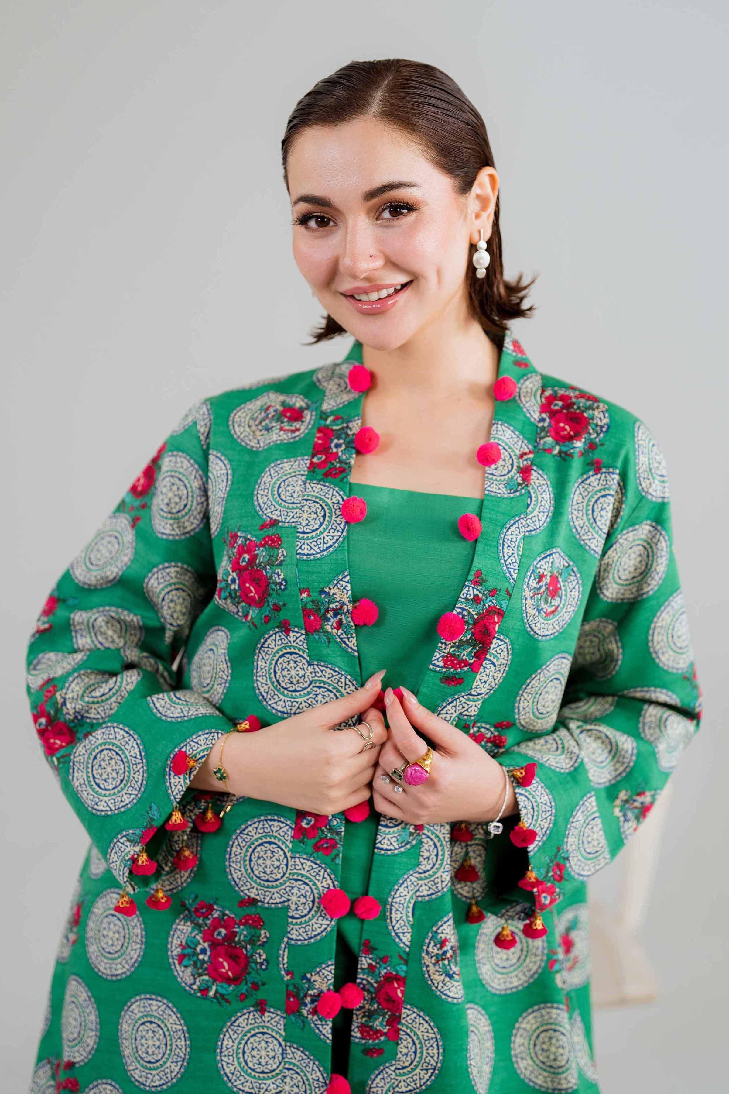 NishatUK - Green Embroidered  Khaddar 3-piece unstitched Suit