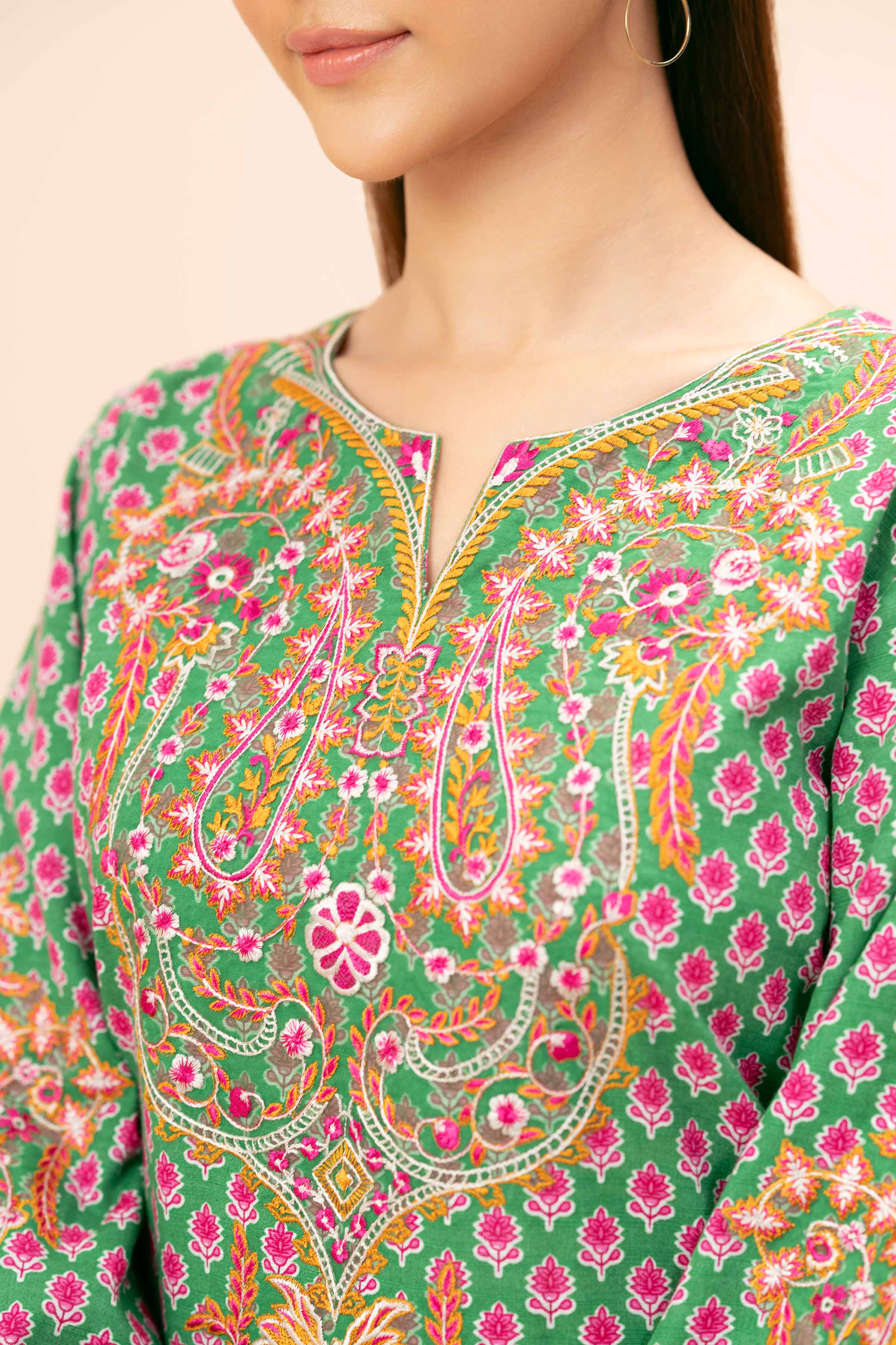 NishatUK - Green Embroidered  Khaddar 3-piece unstitched Suit