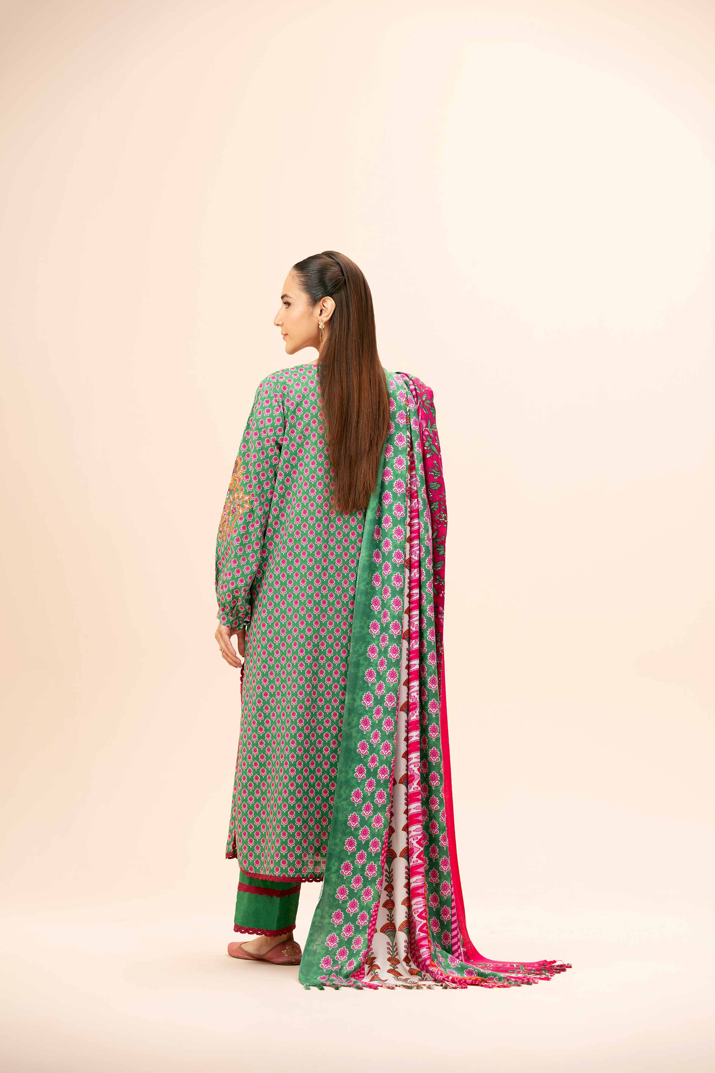 NishatUK - Green Embroidered  Khaddar 3-piece unstitched Suit