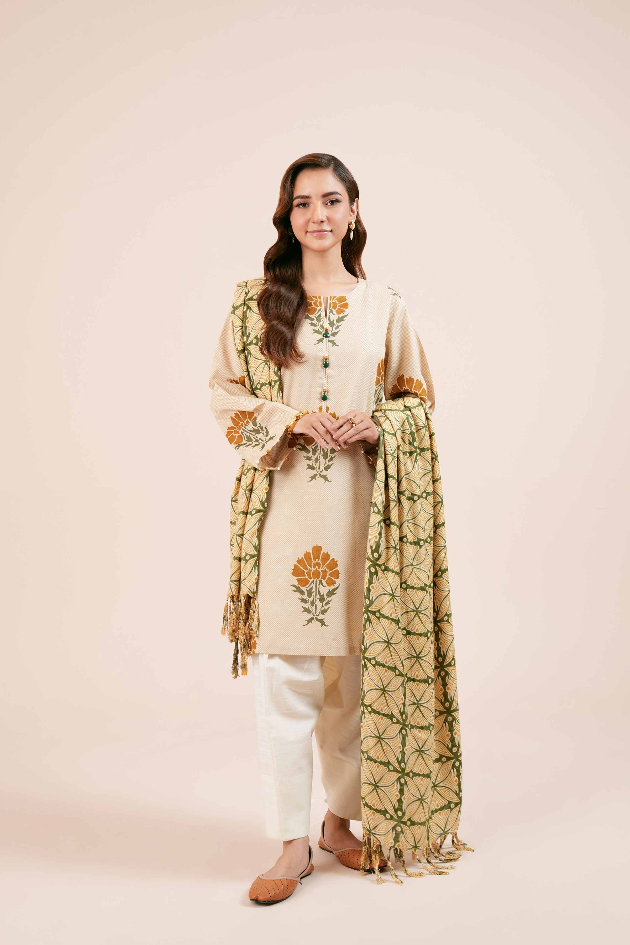 NishatUK - Skin Printed Khaddar 3-piece unstitched Suit