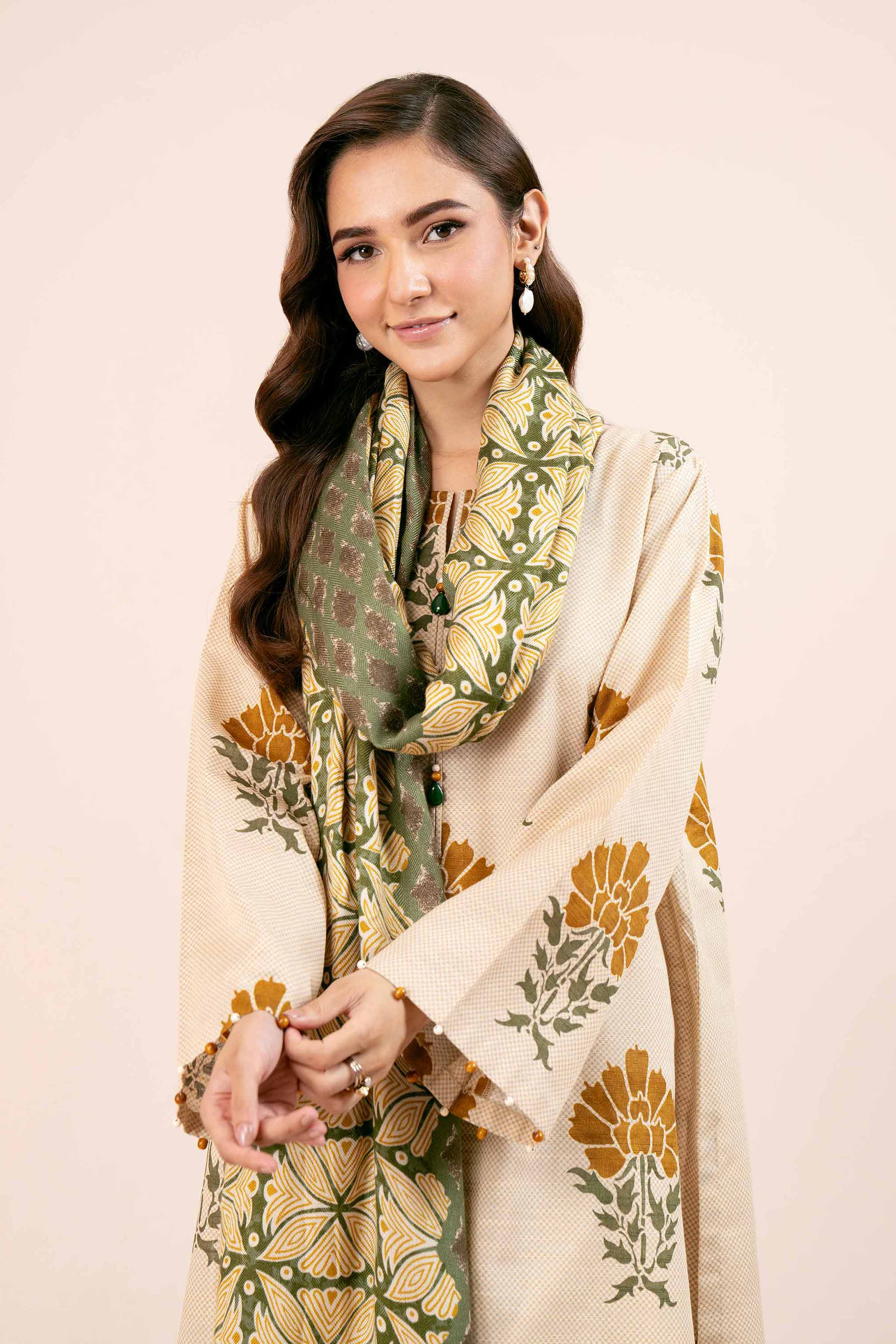 NishatUK - Skin Printed Khaddar 3-piece unstitched Suit