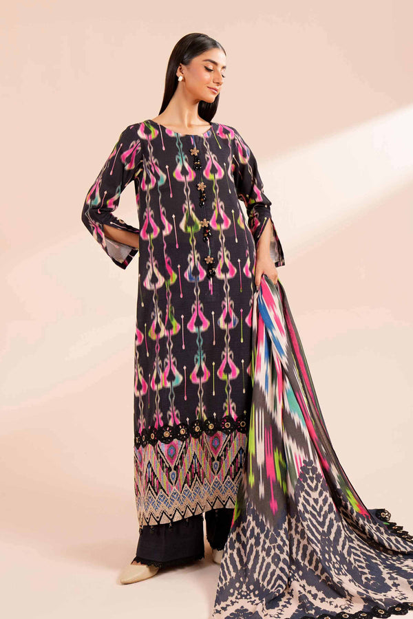 3 Piece - Printed Embroidered Suit - 42404198