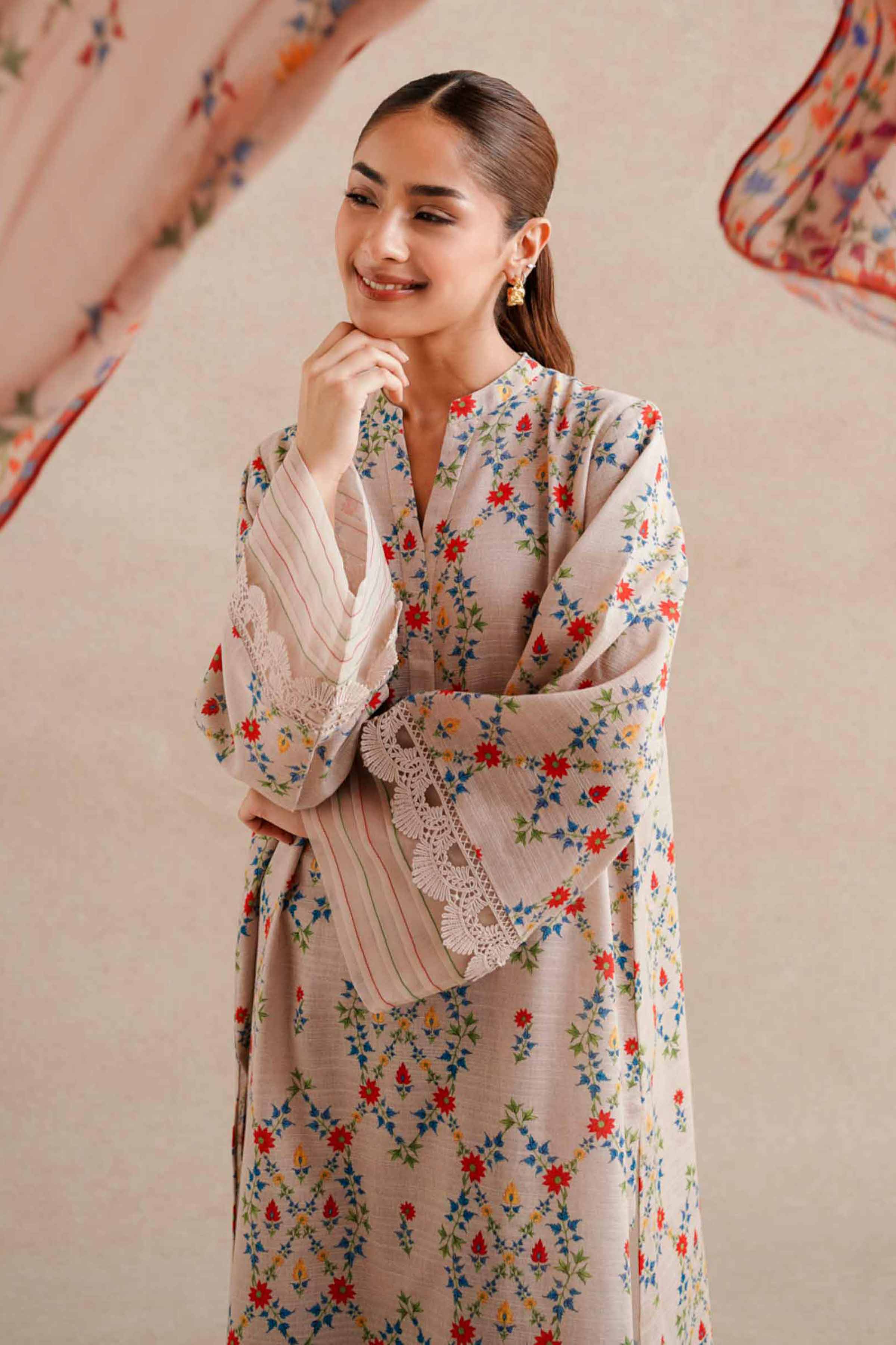 NishatUK - Skin Embroidered  Khaddar 3-piece unstitched Suit