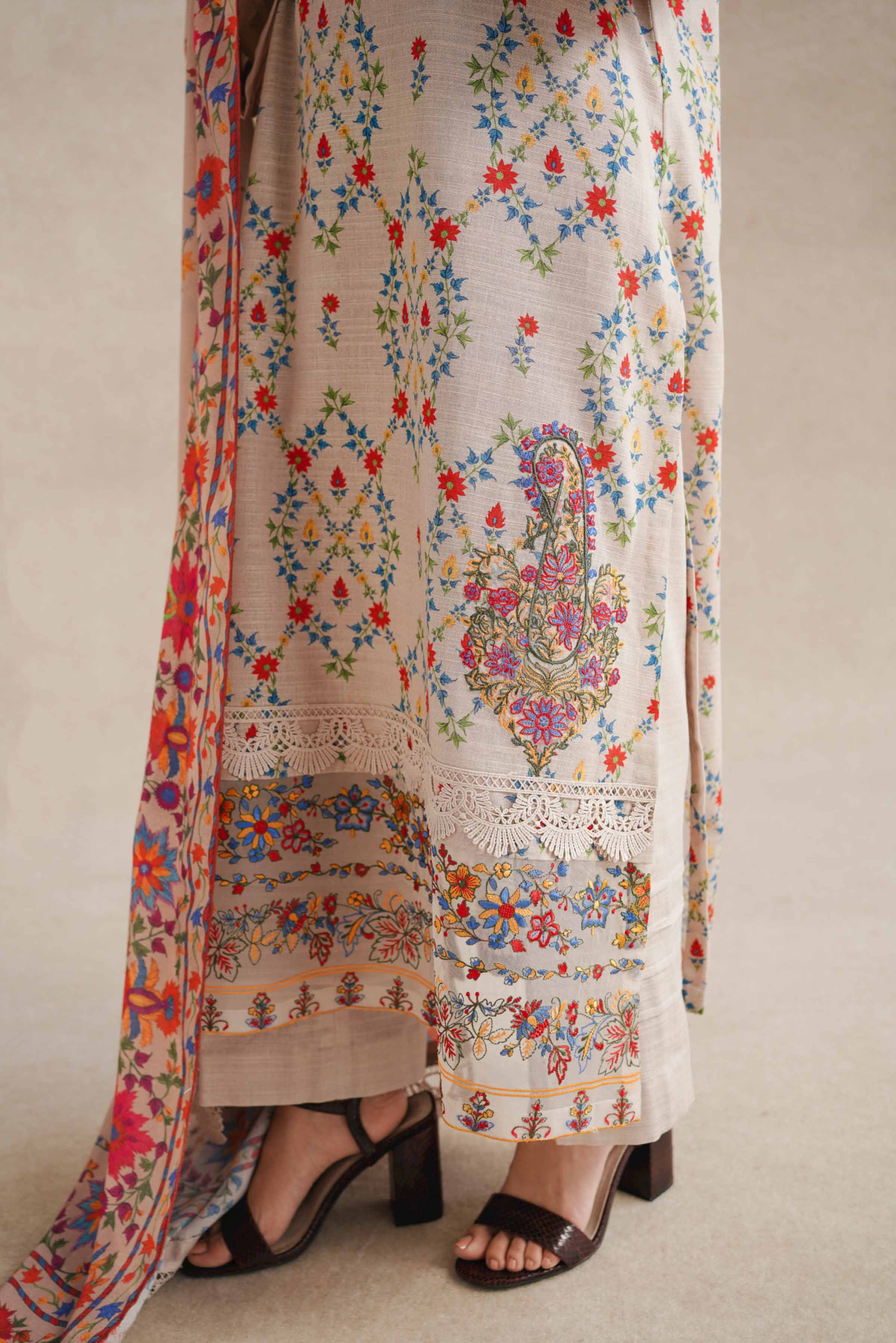NishatUK - Skin Embroidered  Khaddar 3-piece unstitched Suit