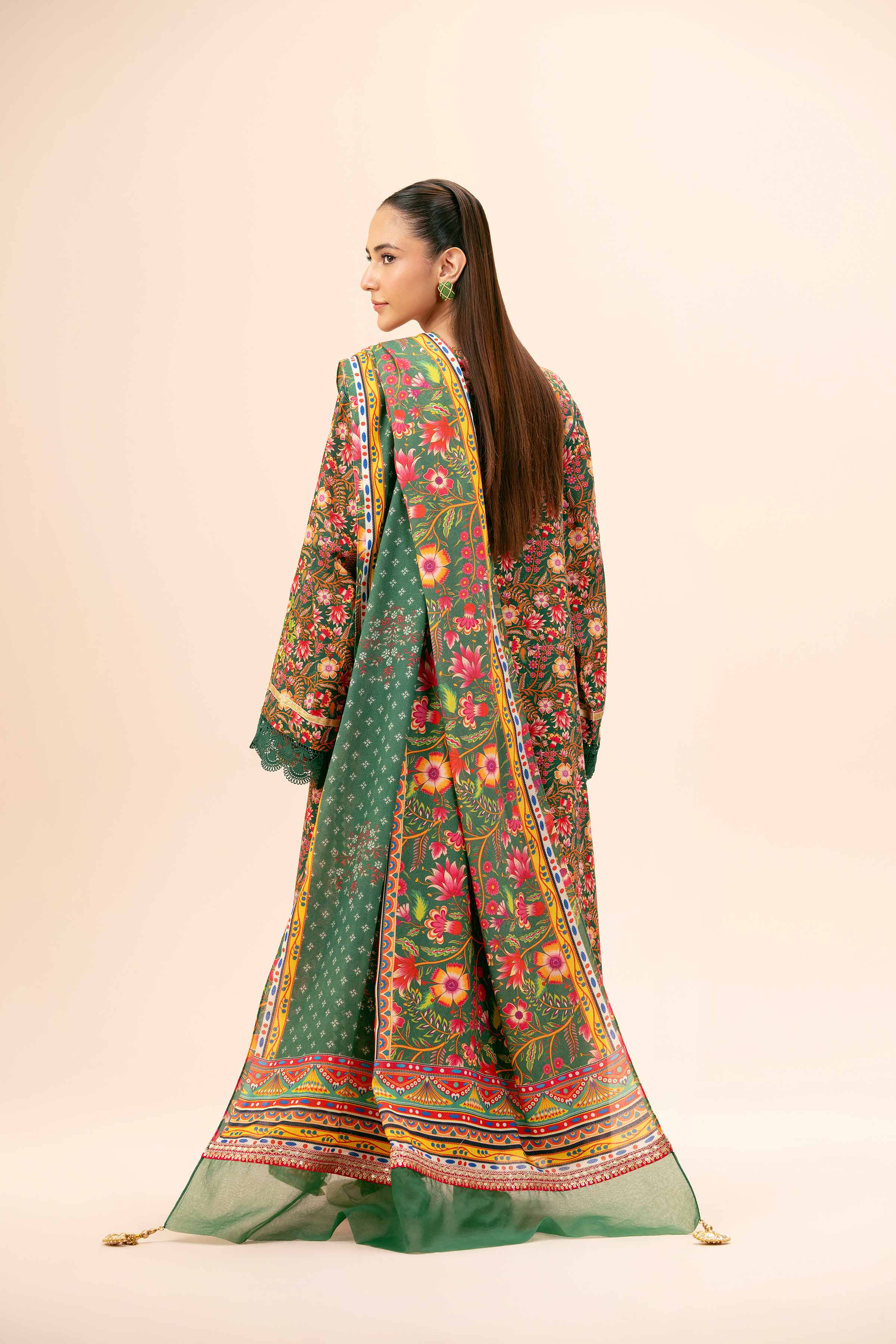 NishatUK - Green Embroidered  Khaddar 3-piece unstitched Suit