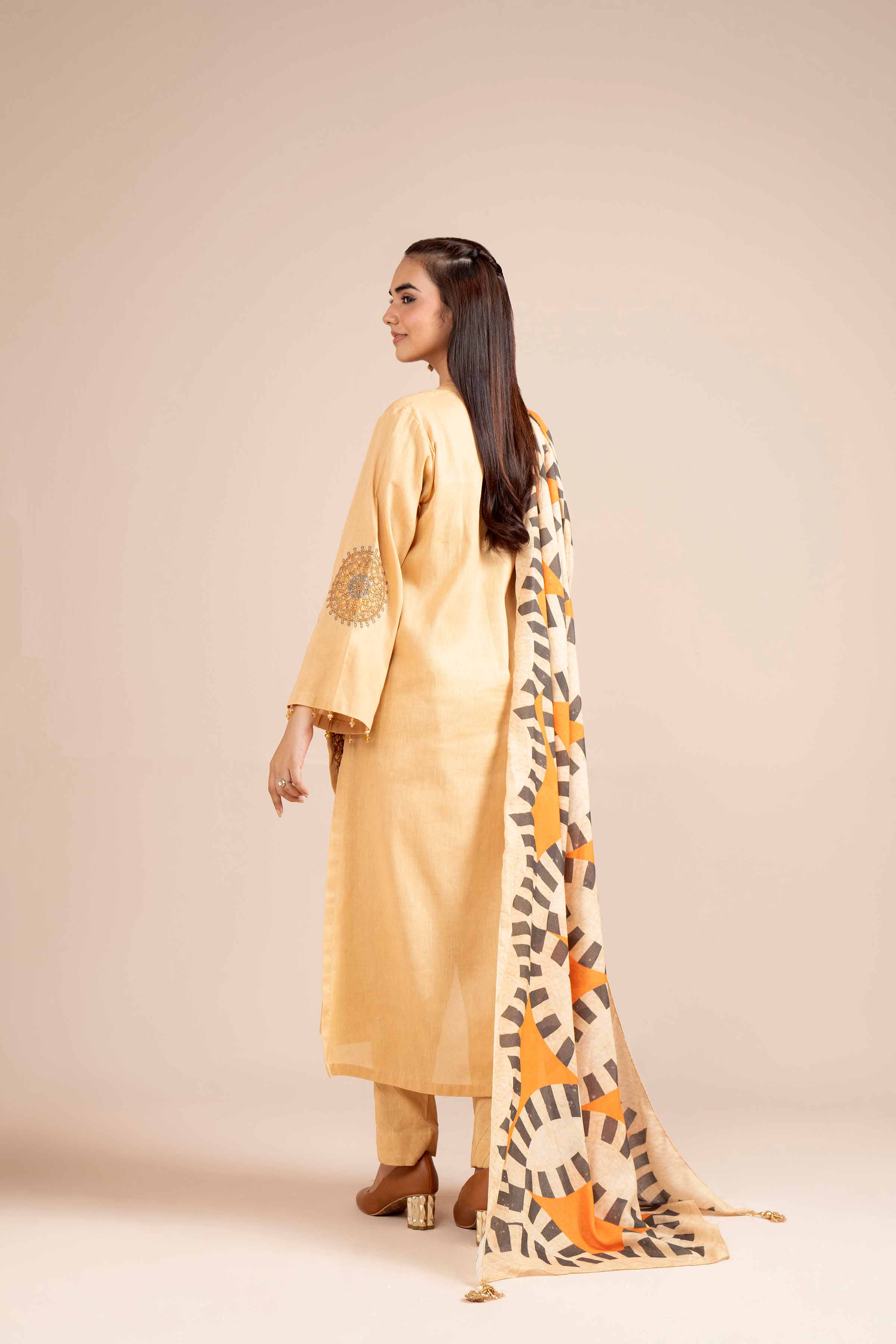 NishatUK - Yellow Embroidered  Cotton 3-piece unstitched Suit