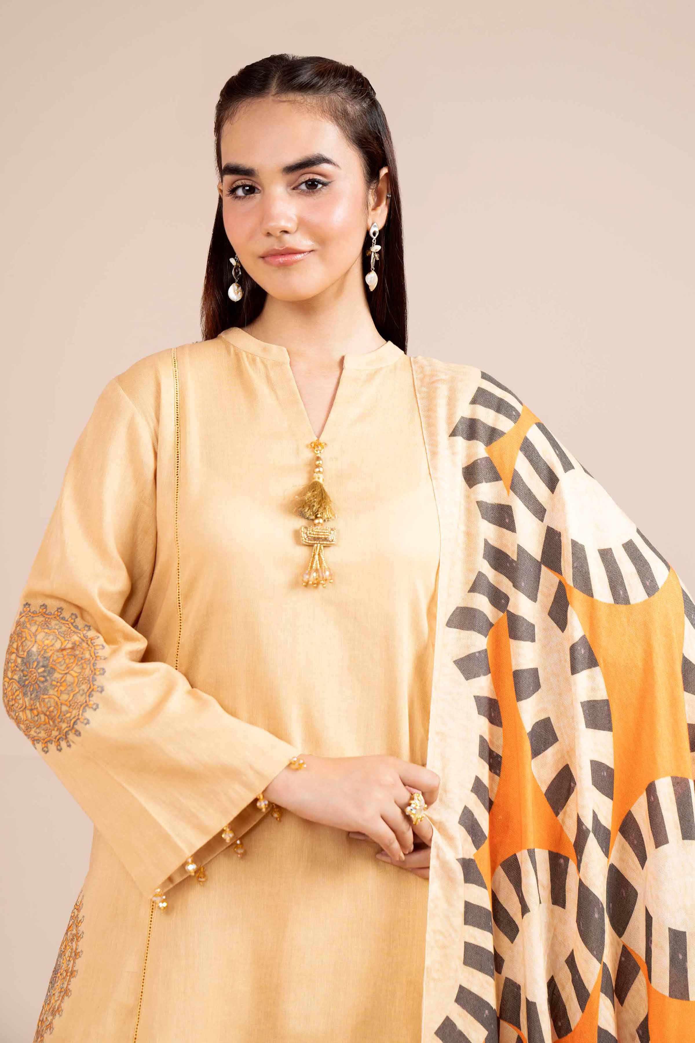 NishatUK - Yellow Embroidered  Cotton 3-piece unstitched Suit