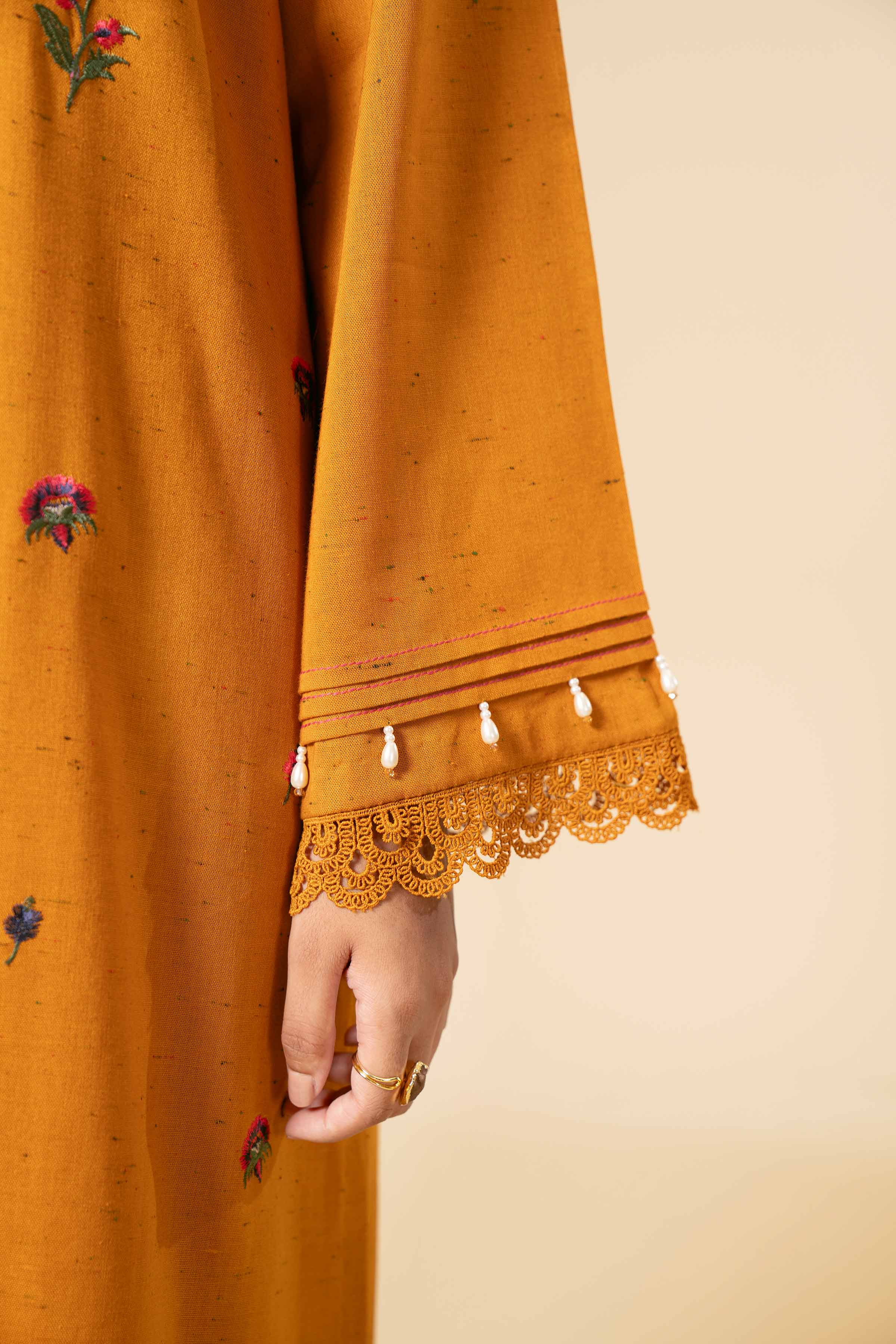 NishatUK - Orange Embroidered  Cotton 3-piece unstitched Suit