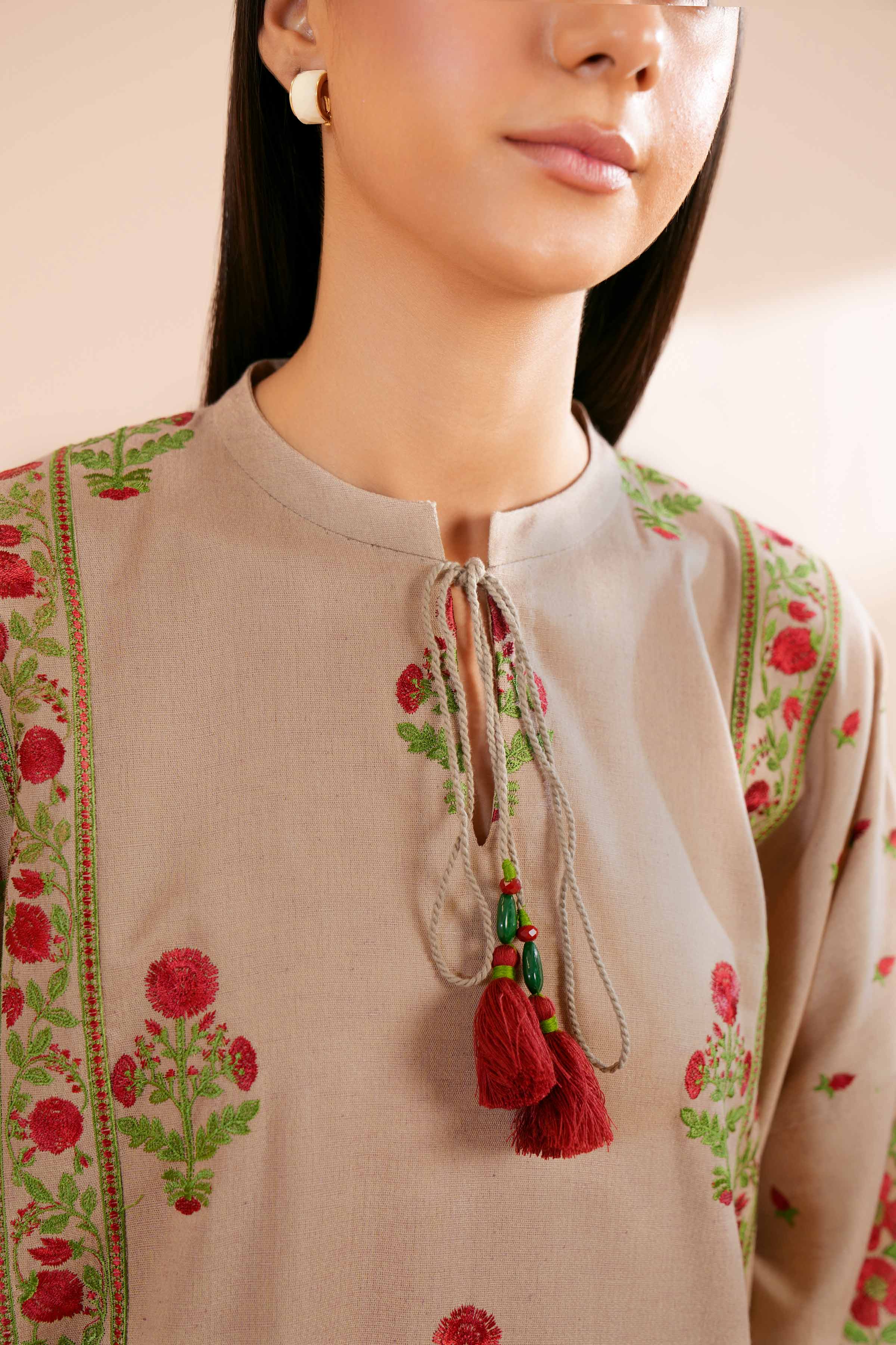 NishatUK - Mink Embroidered  Karandi 3-piece unstitched Suit