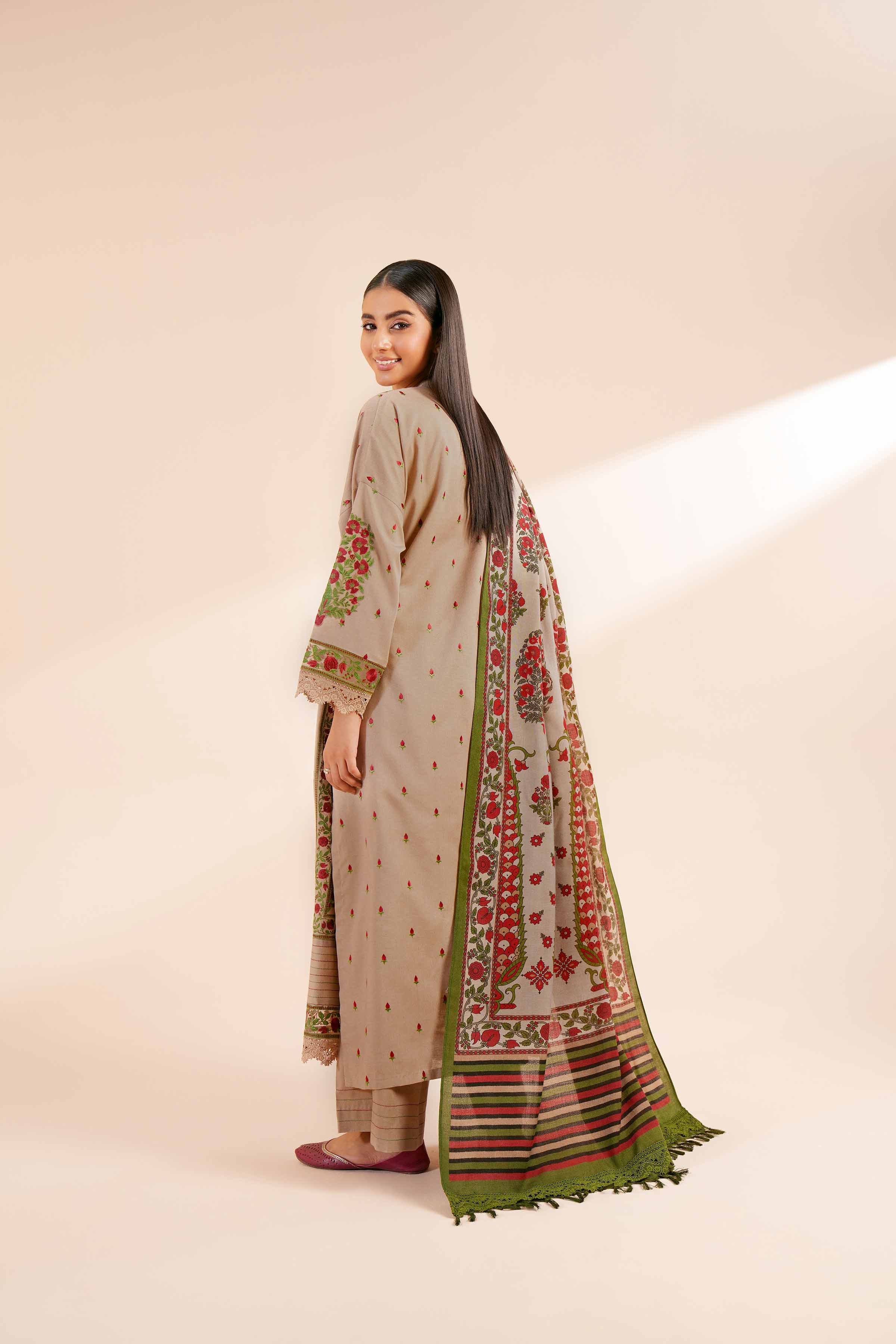 NishatUK - Mink Embroidered  Karandi 3-piece unstitched Suit
