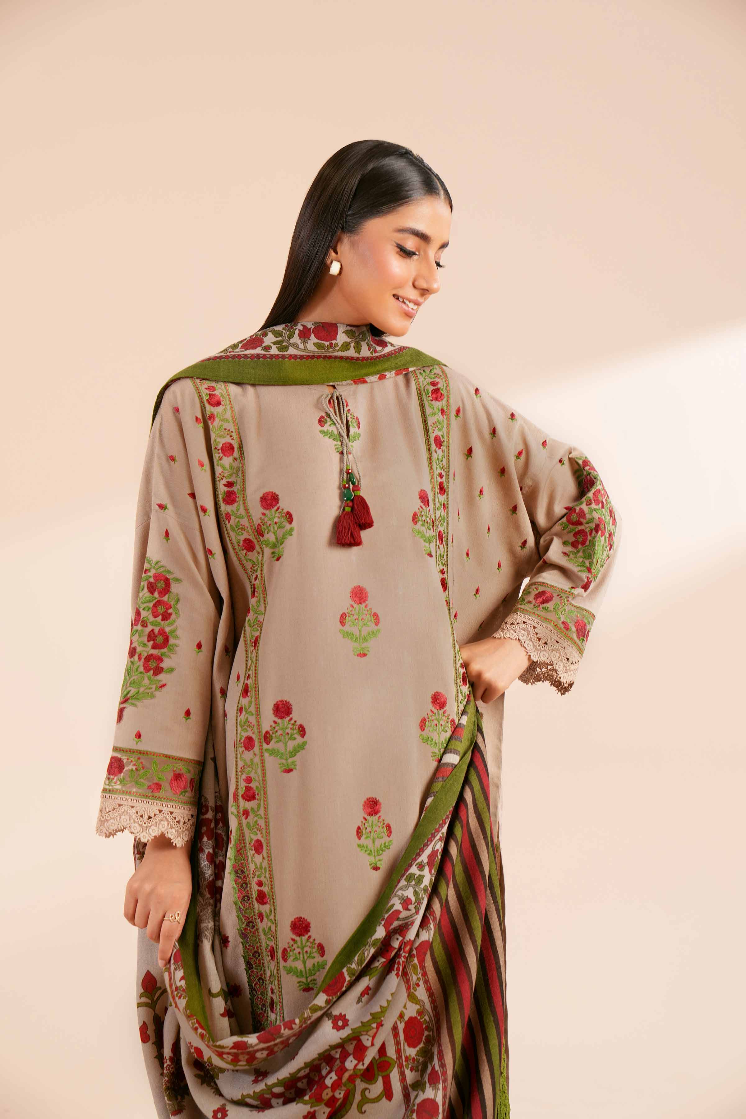 NishatUK - Mink Embroidered  Karandi 3-piece unstitched Suit