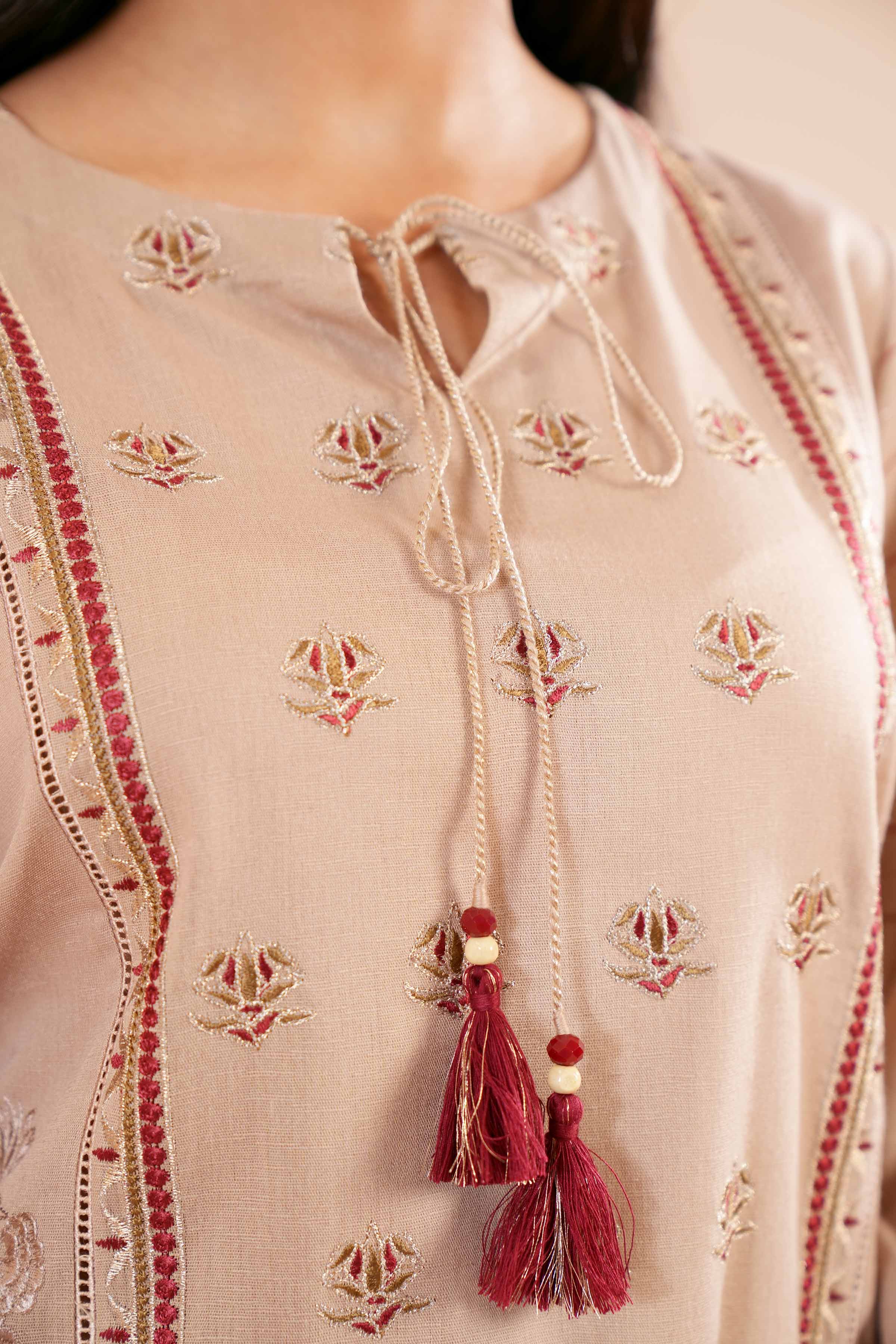 NishatUK - Brown Embroidered  Karandi 3-piece unstitched Suit