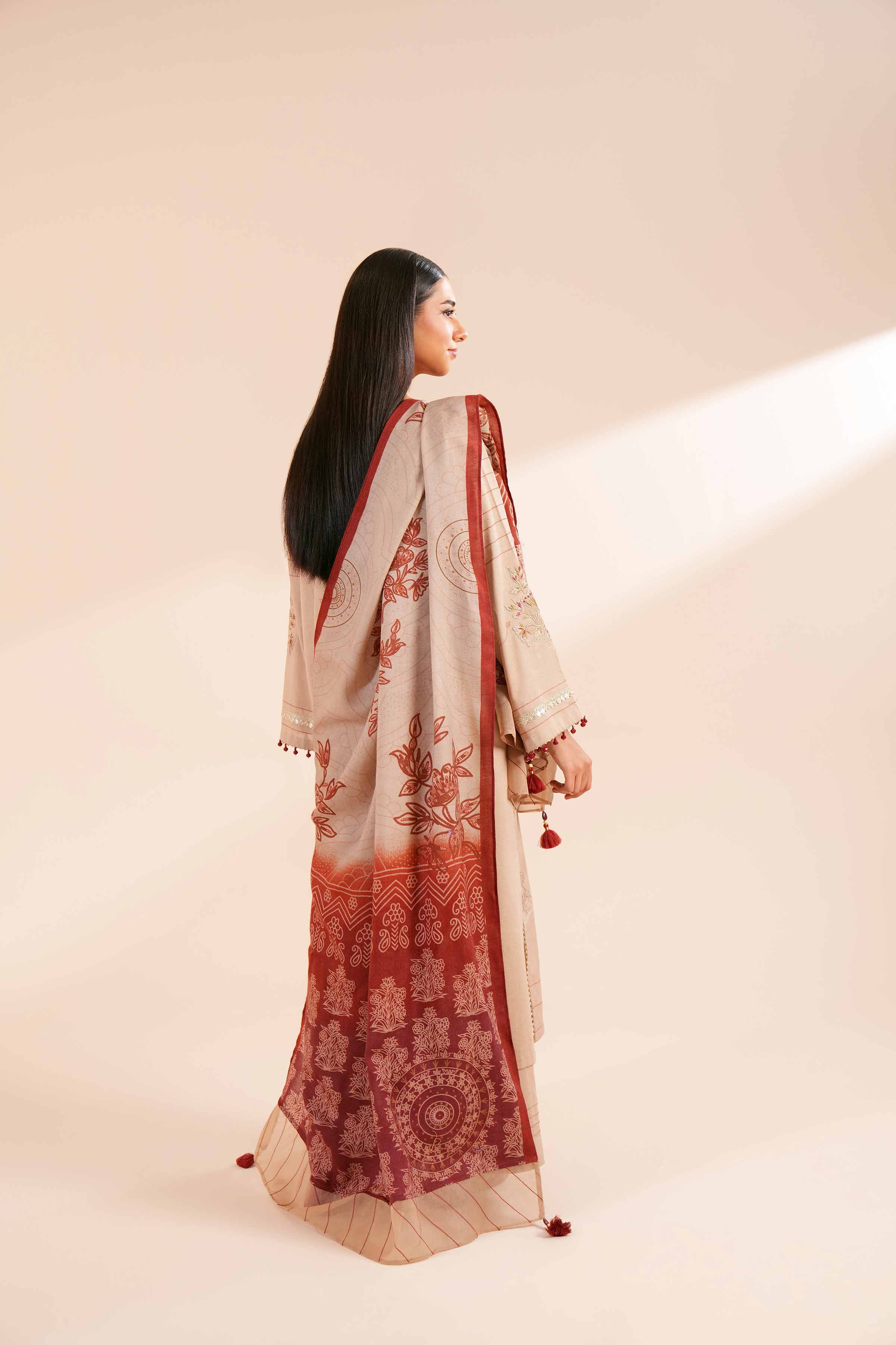 NishatUK - Brown Embroidered  Karandi 3-piece unstitched Suit