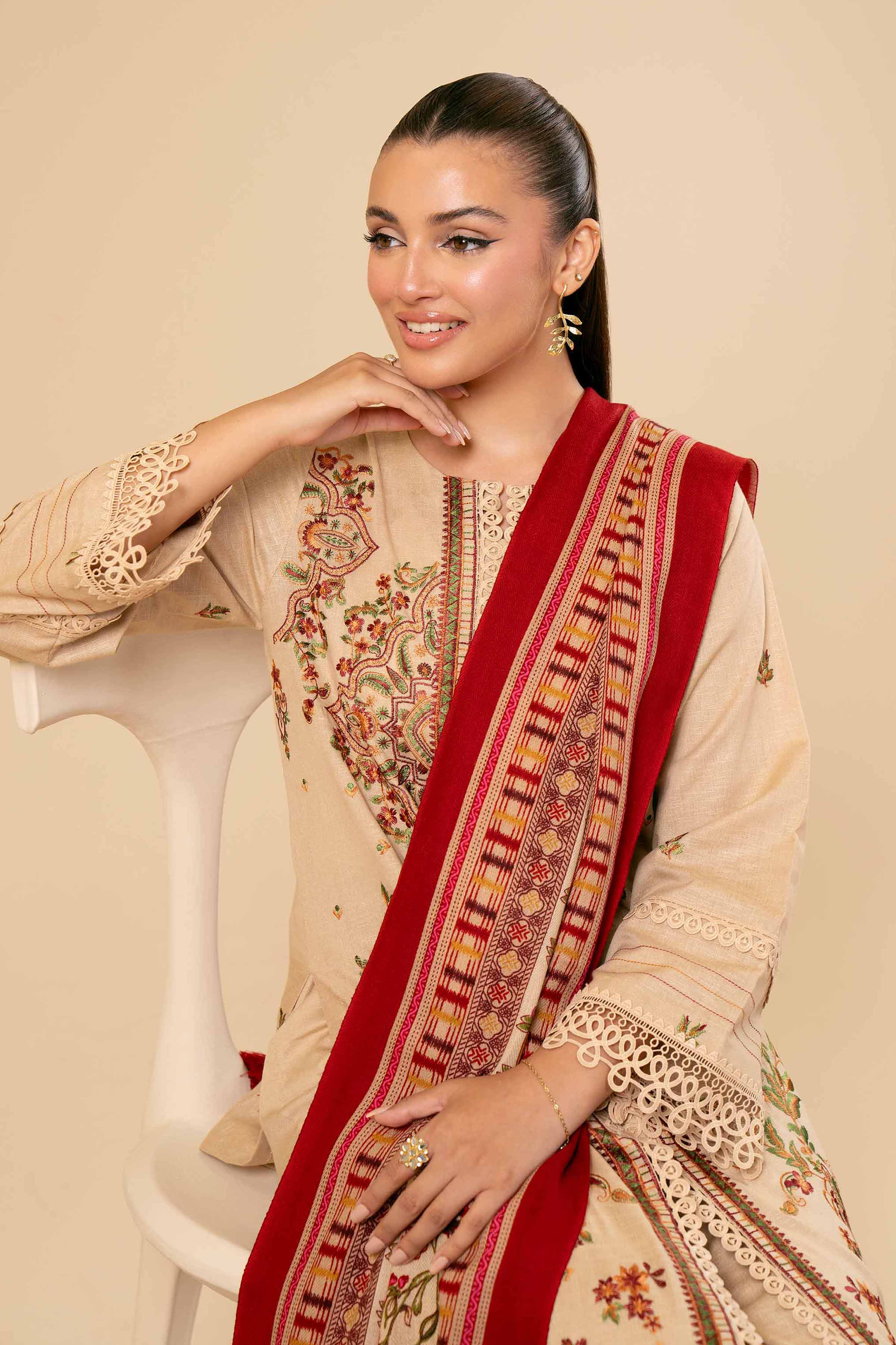 NishatUK - Skin Embroidered  Karandi 3-piece unstitched Suit