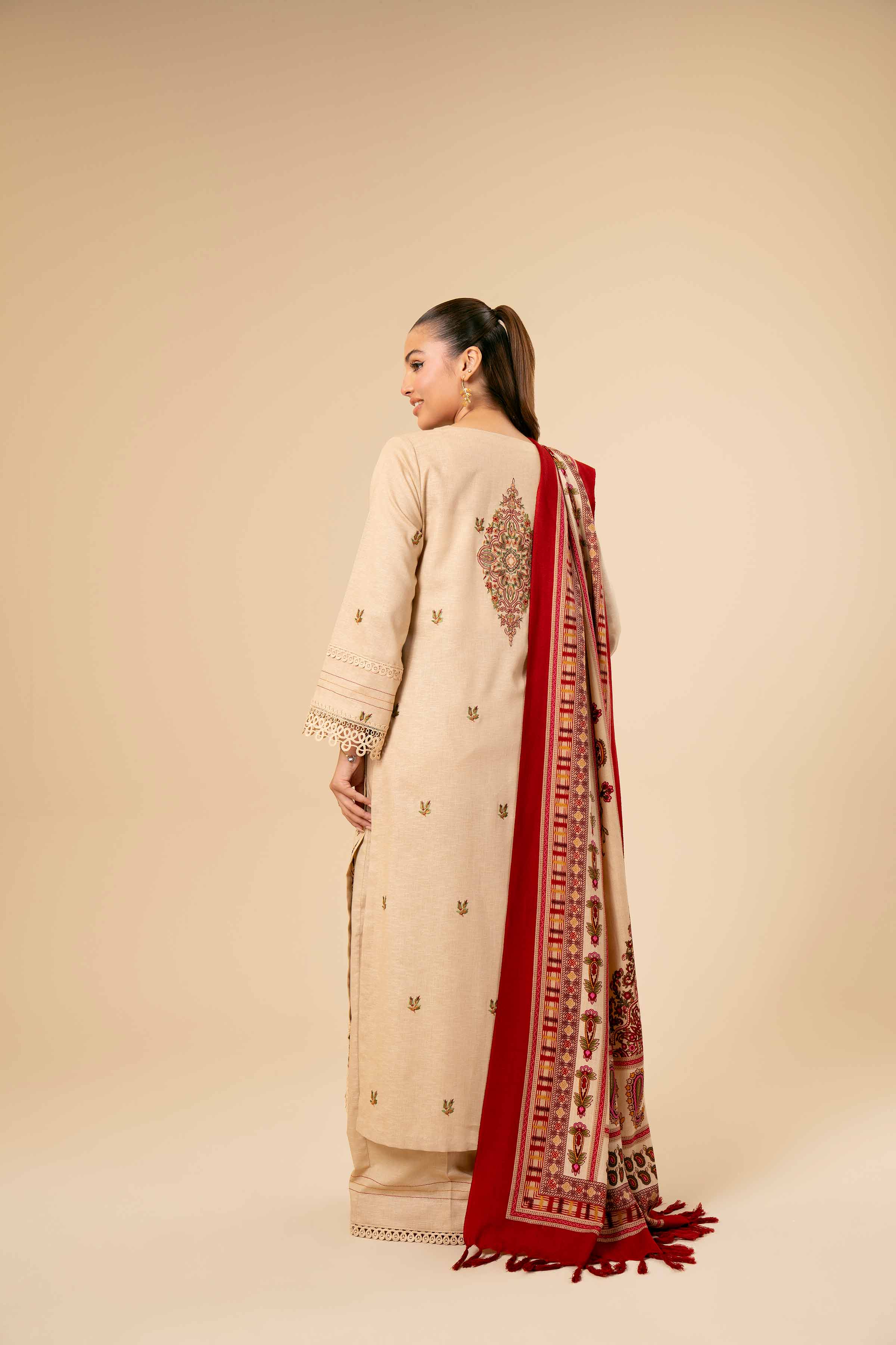 NishatUK - Skin Embroidered  Karandi 3-piece unstitched Suit
