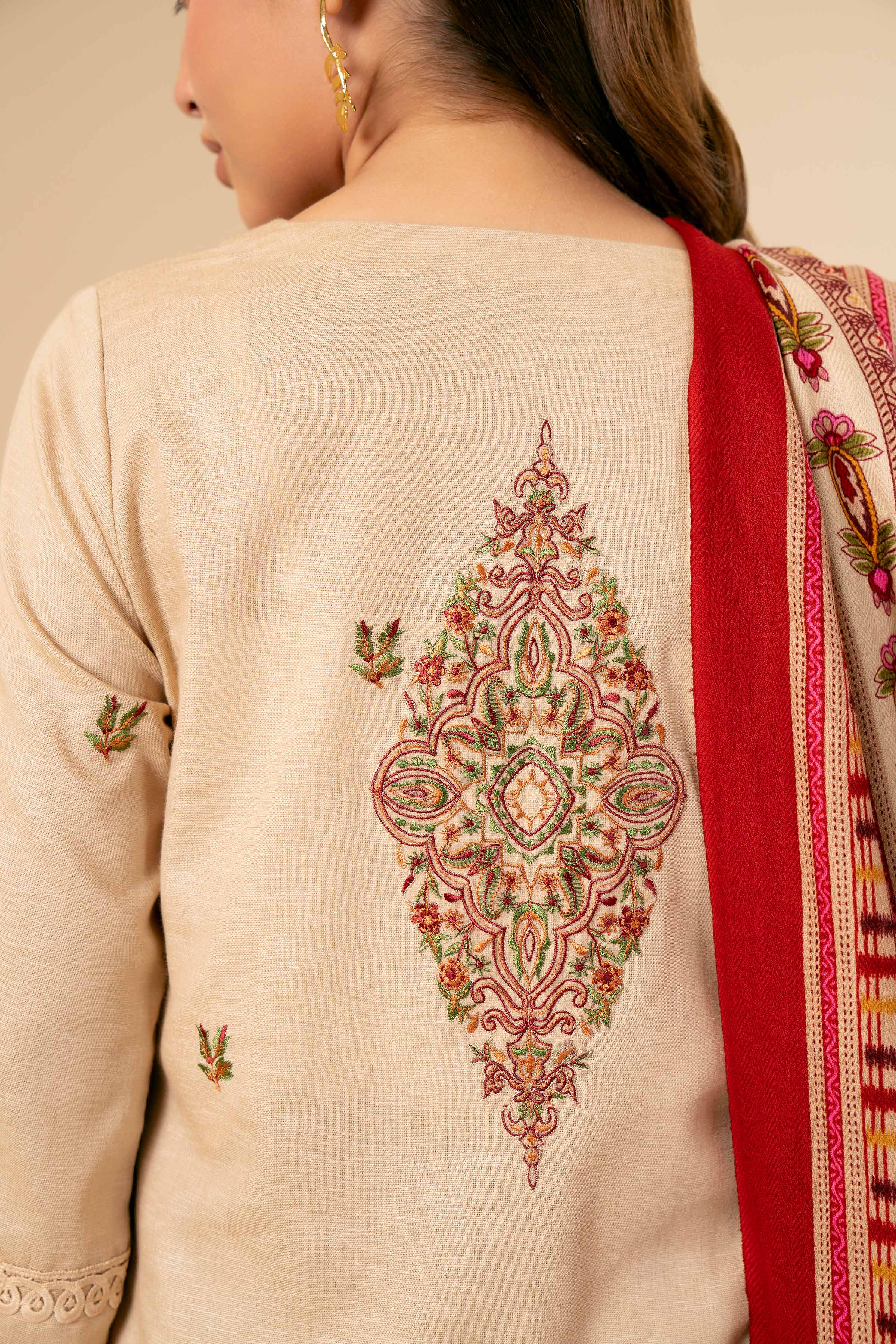 NishatUK - Skin Embroidered  Karandi 3-piece unstitched Suit