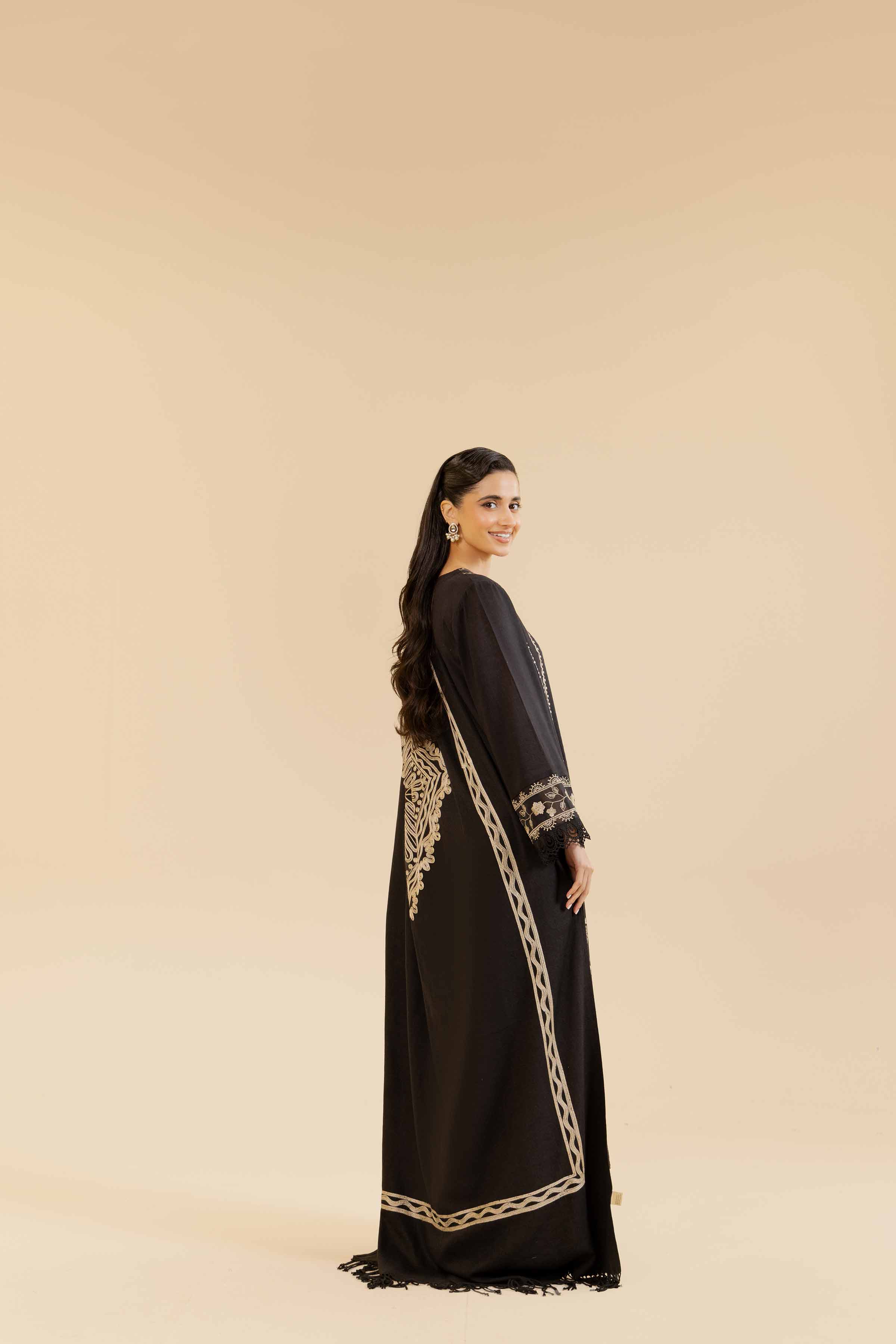 NishatUK - Black Embroidered   Cotton 3-piece unstitched Suit