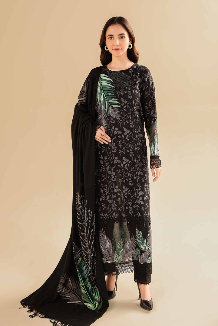 3 Piece  Embroidered Winter Collection Suit  