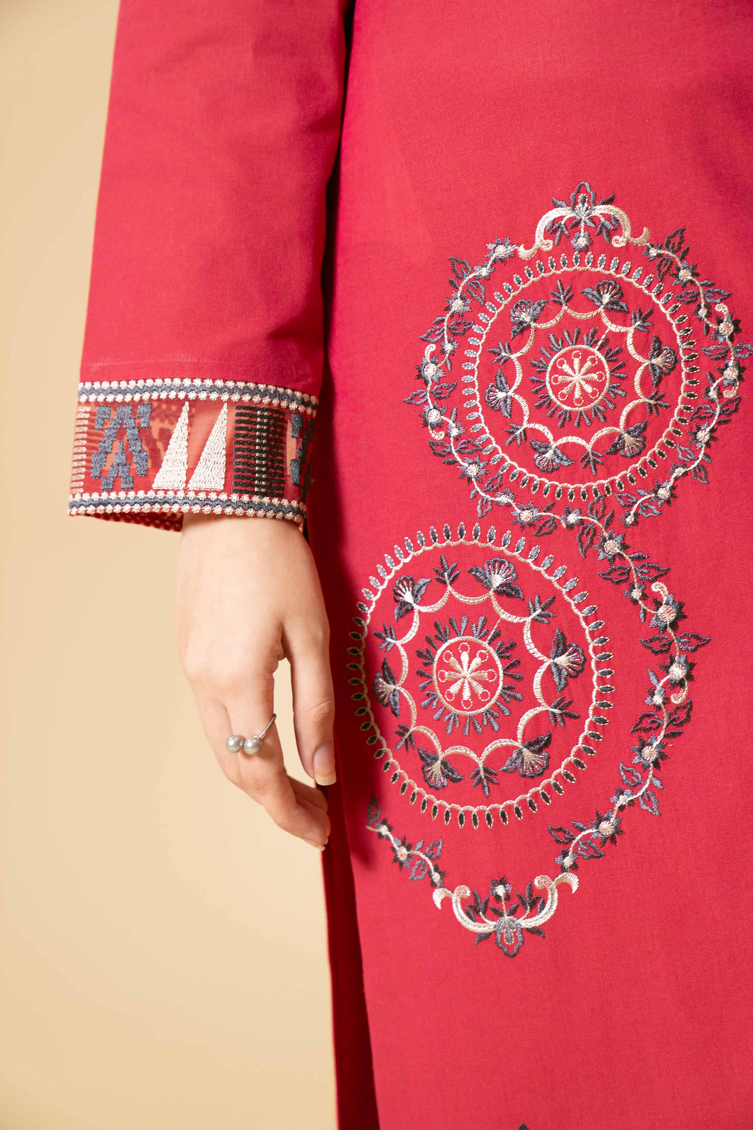 NishatUK - Pink Embroidered  Yarn Dyed 3-piece unstitched Suit
