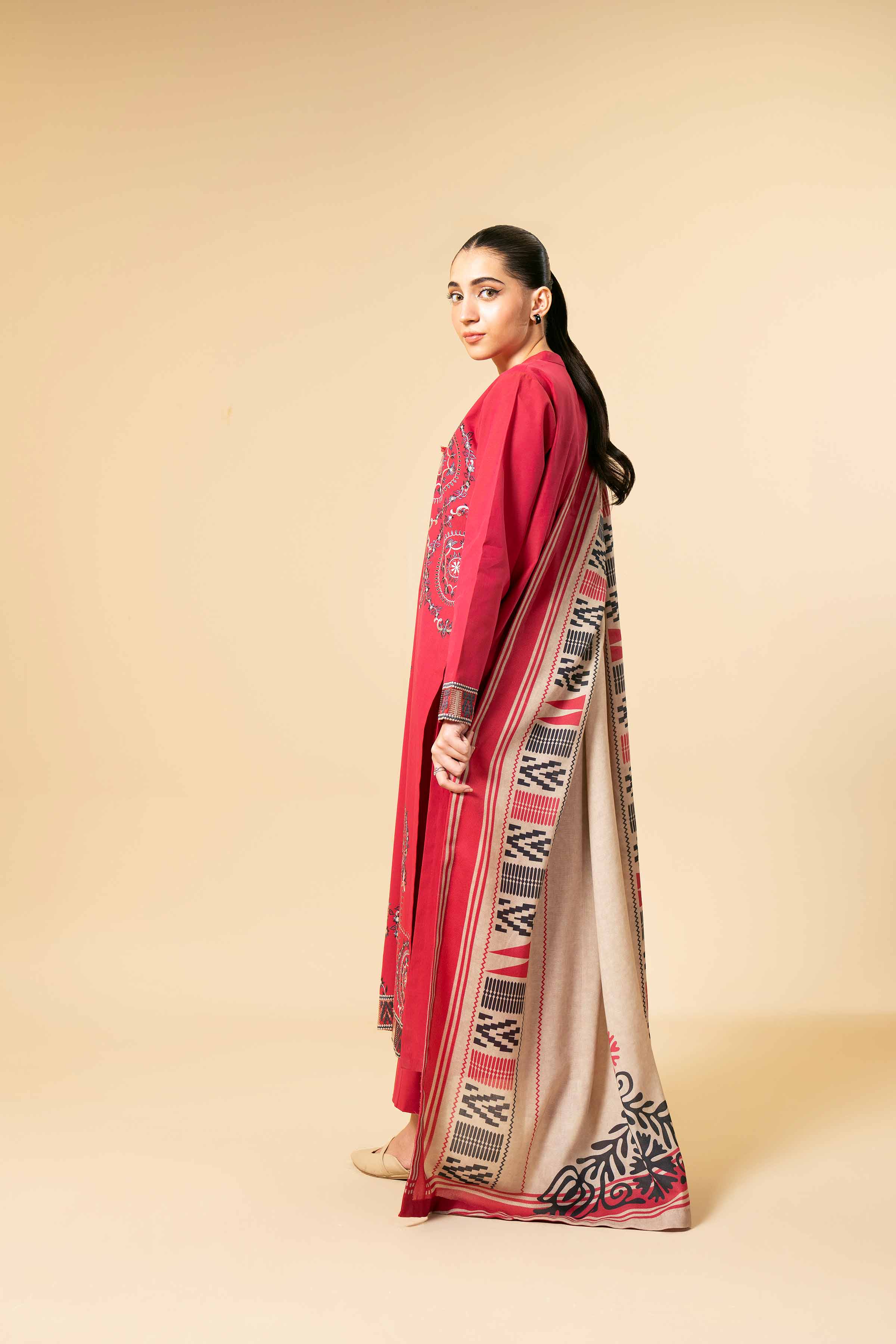 NishatUK - Pink Embroidered  Yarn Dyed 3-piece unstitched Suit