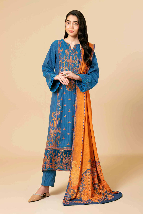 3 Piece - Yarn Dyed Embroidered Suit - 42404335