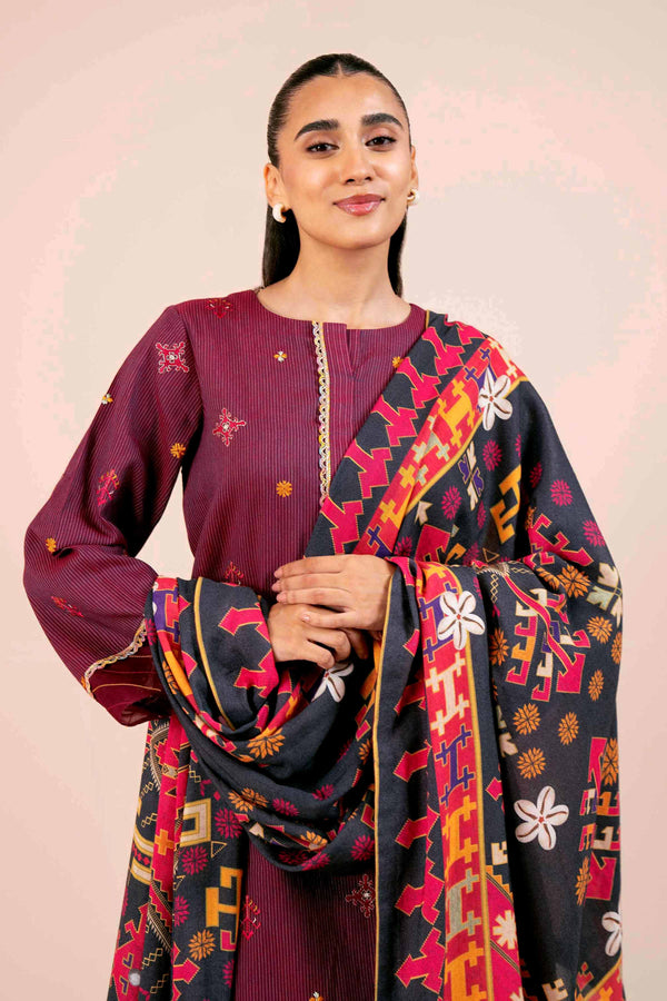 3 Piece - Yarn Dyed Embroidered Suit - 42404336